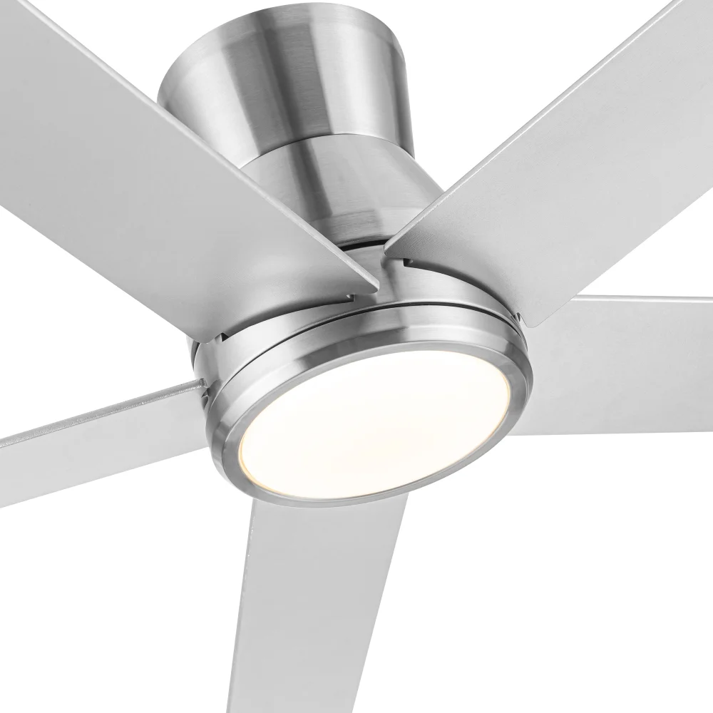 52in Brushed Nickel Low Profile Ceiling Fans with Light Kit��Energy Efficient Quiet Motor Modern Flush Mount Design for Indoor Use