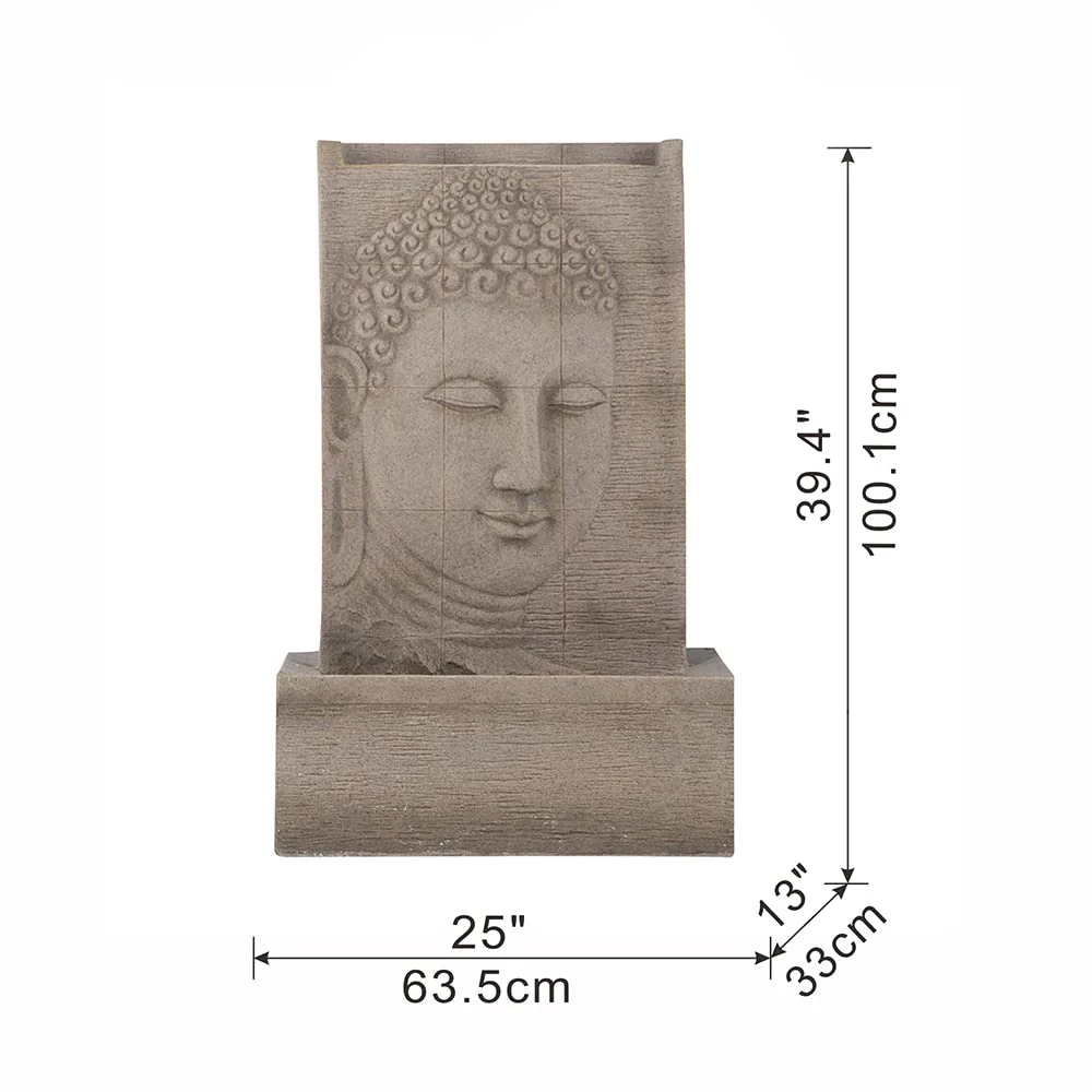 A&B Home 39 Inch High Sandstone Buddha Water Fountain with Light, Large Buddha Fountain Outdoor - Image 7