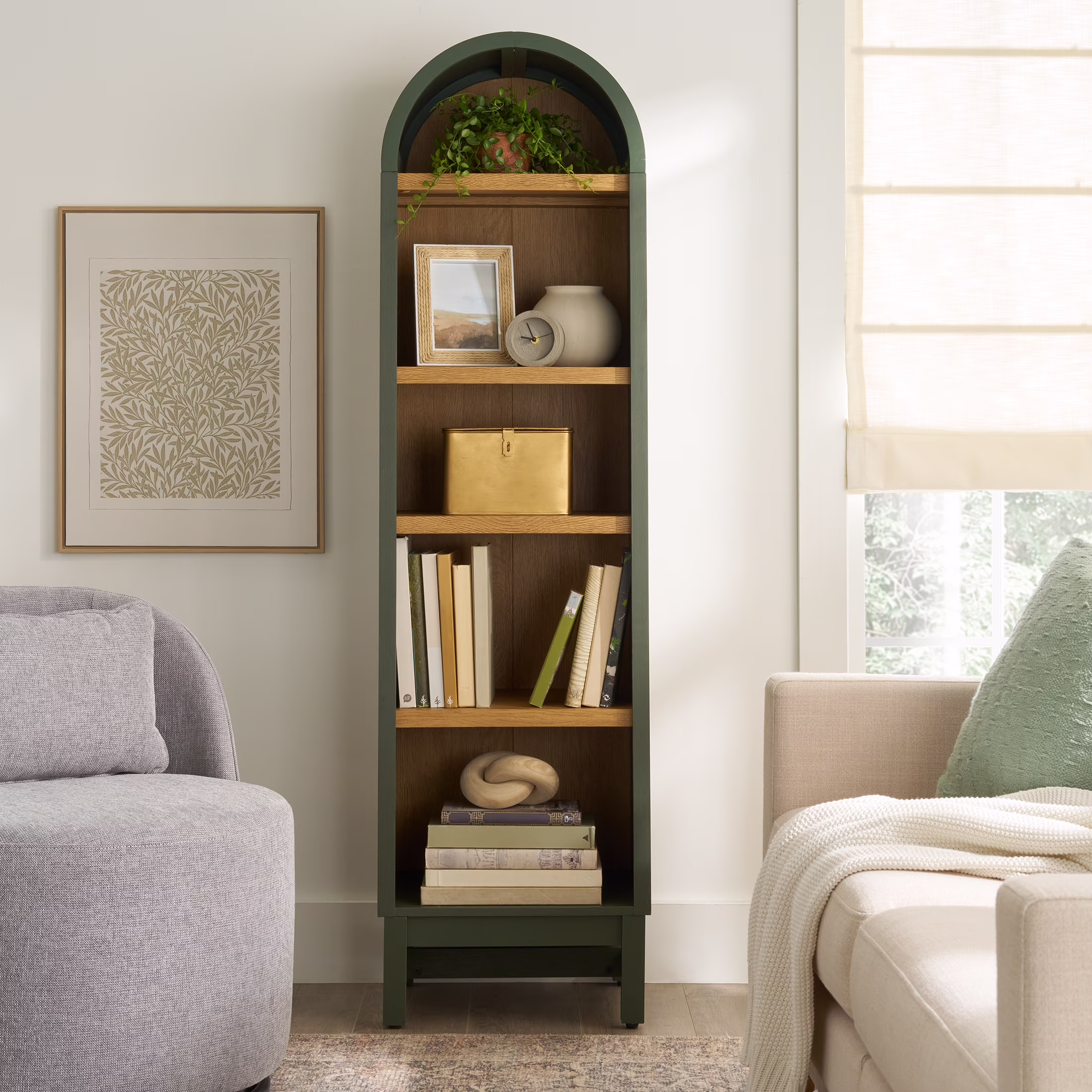Better Homes & Gardens Juliet Narrow Arch Bookcase, Rich Black and Light Honey - Image 7
