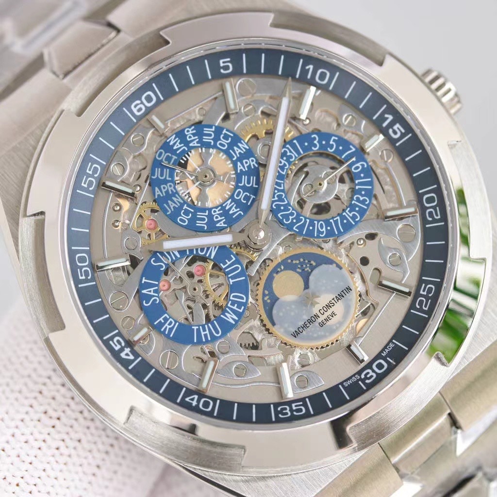 Fake Vacheron Constantin Replica Watch Overseas perpetual calendar ultra-thin skeleton Boutique Exclusive 41.5 MM WHITE GOLD 4300V/220G-B946(1:1 replica) - Top club