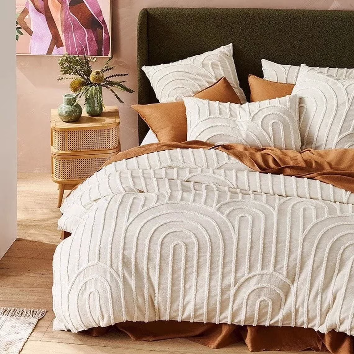 Indian 100 % Cotton Ultra Luxury Tufted Duvet Cover Set , Decorative Duvet Covers , Elegant Tufted Duvet Cover Set with Stylish Textured Design Size Twin 68