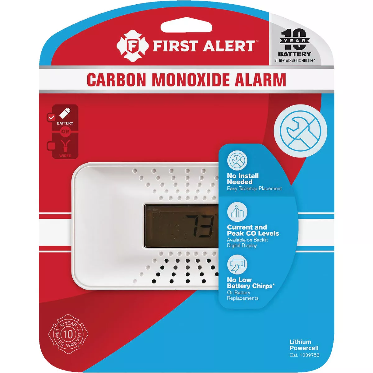 First Alert CO710 10-Year Battery Electrochemical Multi Function Carbon Monoxide Alarm
