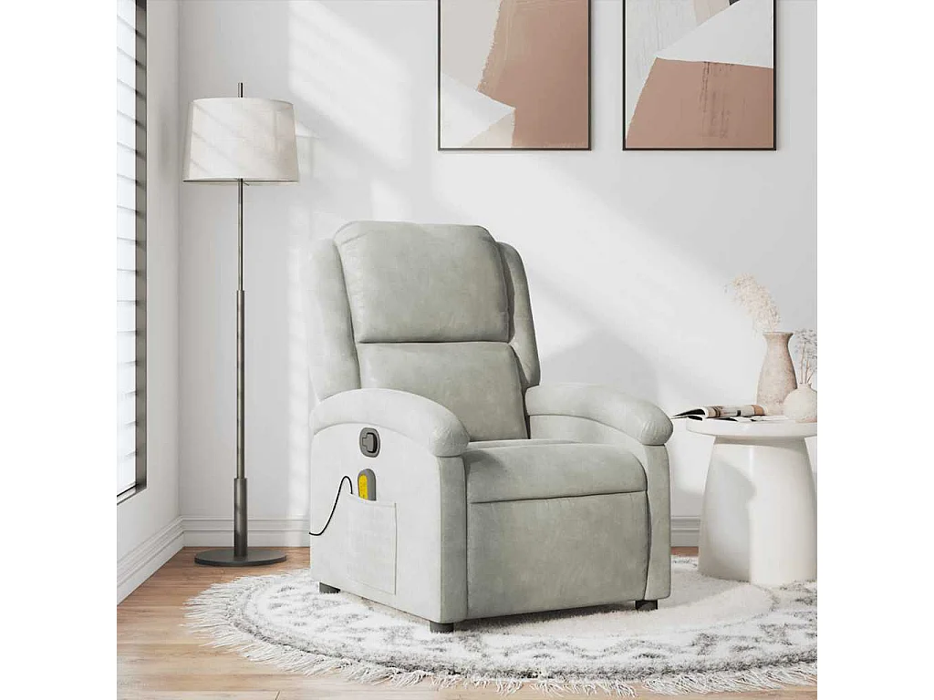 Fauteuil inclinable-Chaise de relax-Fauteuil de Massage gris clair velours SHL3313