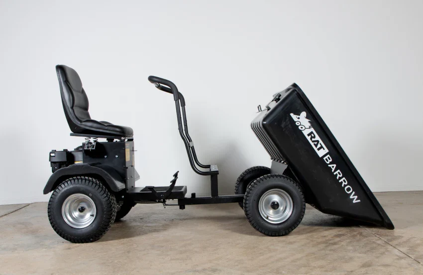 Rat Barrow Ride-On Wheelbarrow, Black, 150 Ltrs, 200kg Capacity, 98cm Wide, 2.3m Long