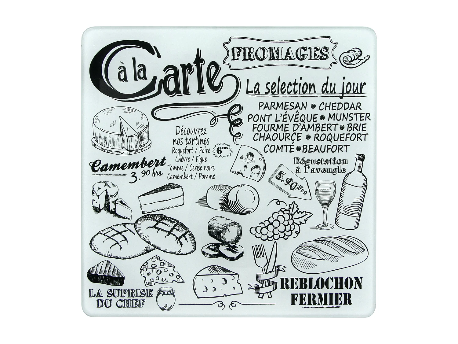 Plateau à Fromage - COOK CONCEPT - 3 Ustensiles Aimantés - Support en Bois - Multicolore