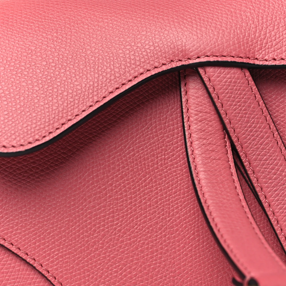 Dior Pink Grained Calfskin Leather Mini Saddle Bag Brass Hardware Replicas1:1High-quality replica