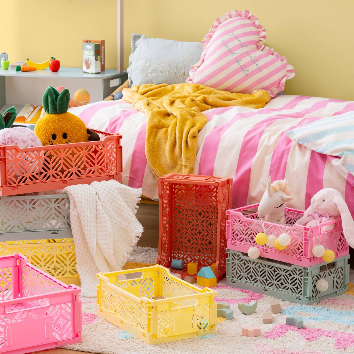 Folding crate "Arry" Rose, 40x30x15 cm