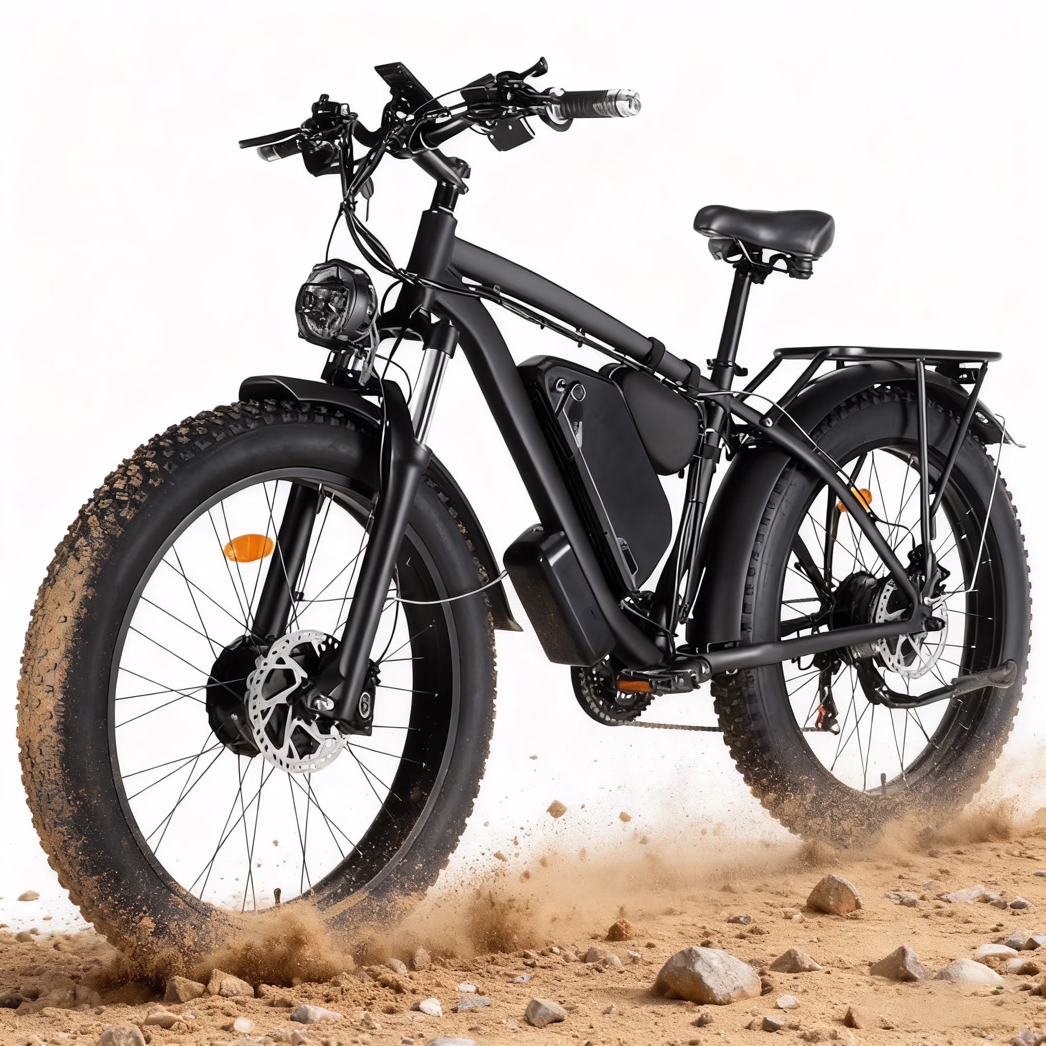 3000W Peak Dual Motor Ebike, 52V 30AH Battery Electric Bike for Adults, 7-Speed 40MPH AWD Ebike Mountain Snow E-Bike with 26" x 4.0 Fat Tire MTB Hydraulic Disc Brake for Off-Road Snow - Image 3