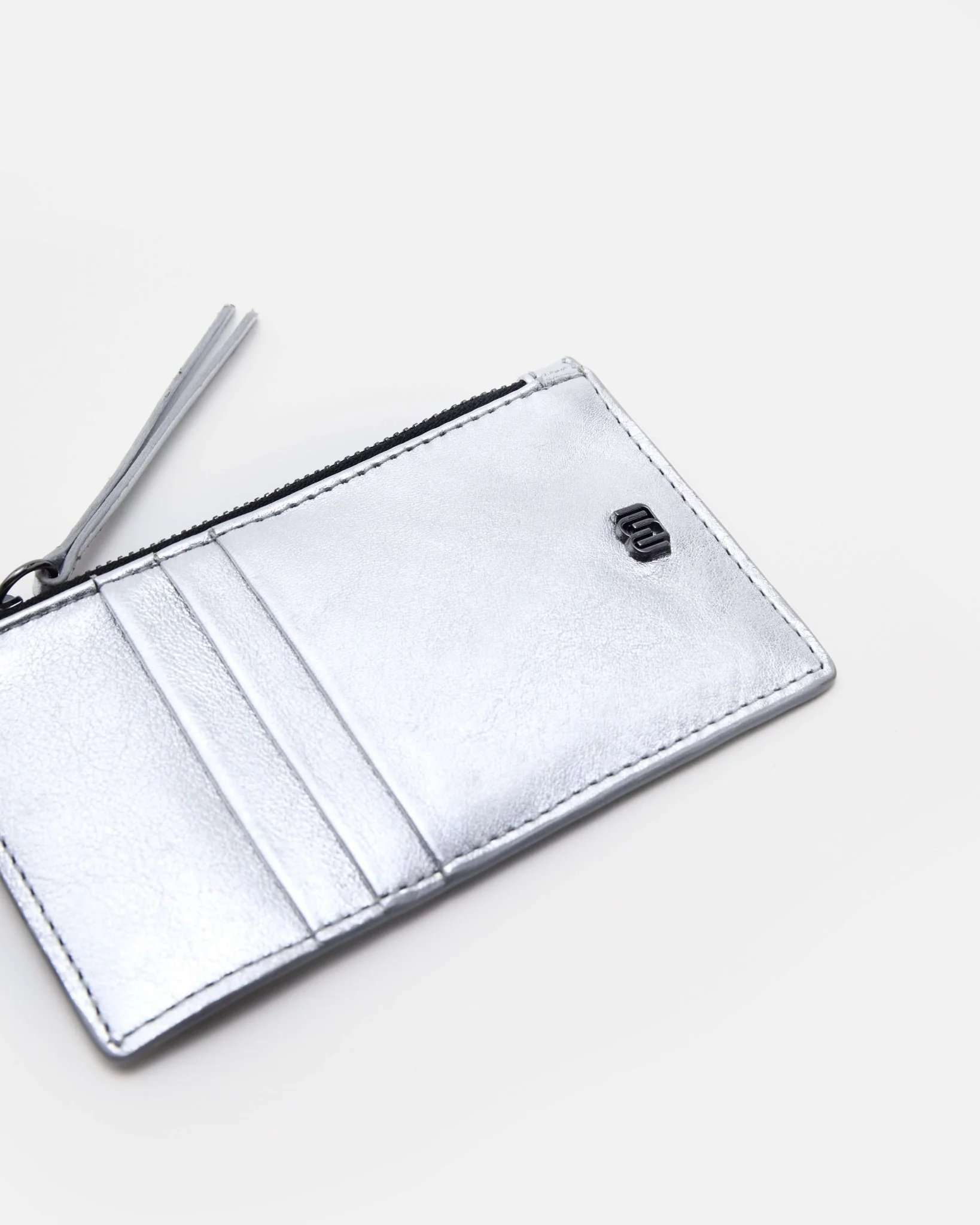 PORTE CARTES KAMILIA/MET - En cuir métallisé argent