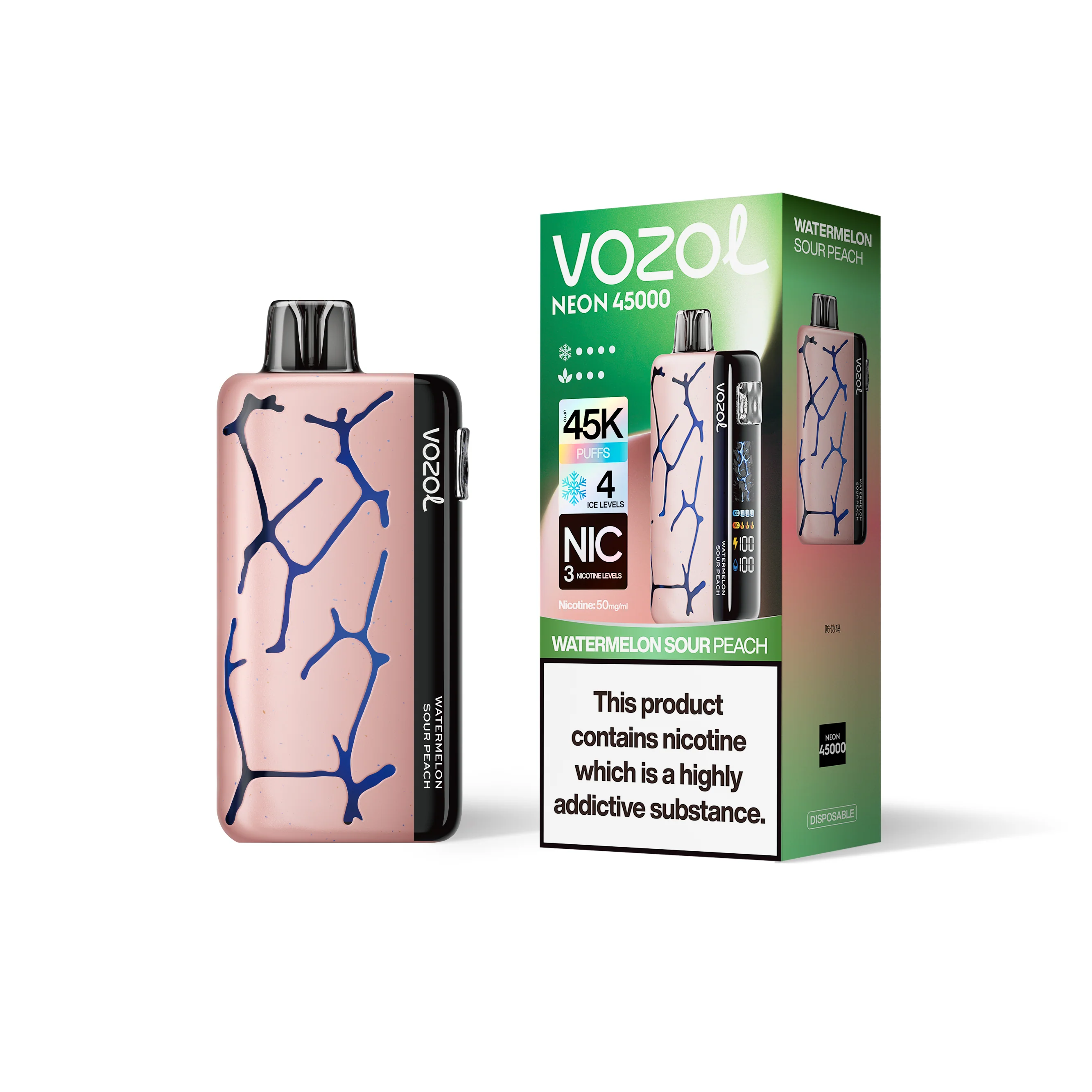 VOZOL NEON 45K jednorazowy e-papieros (wszystkie smaki)