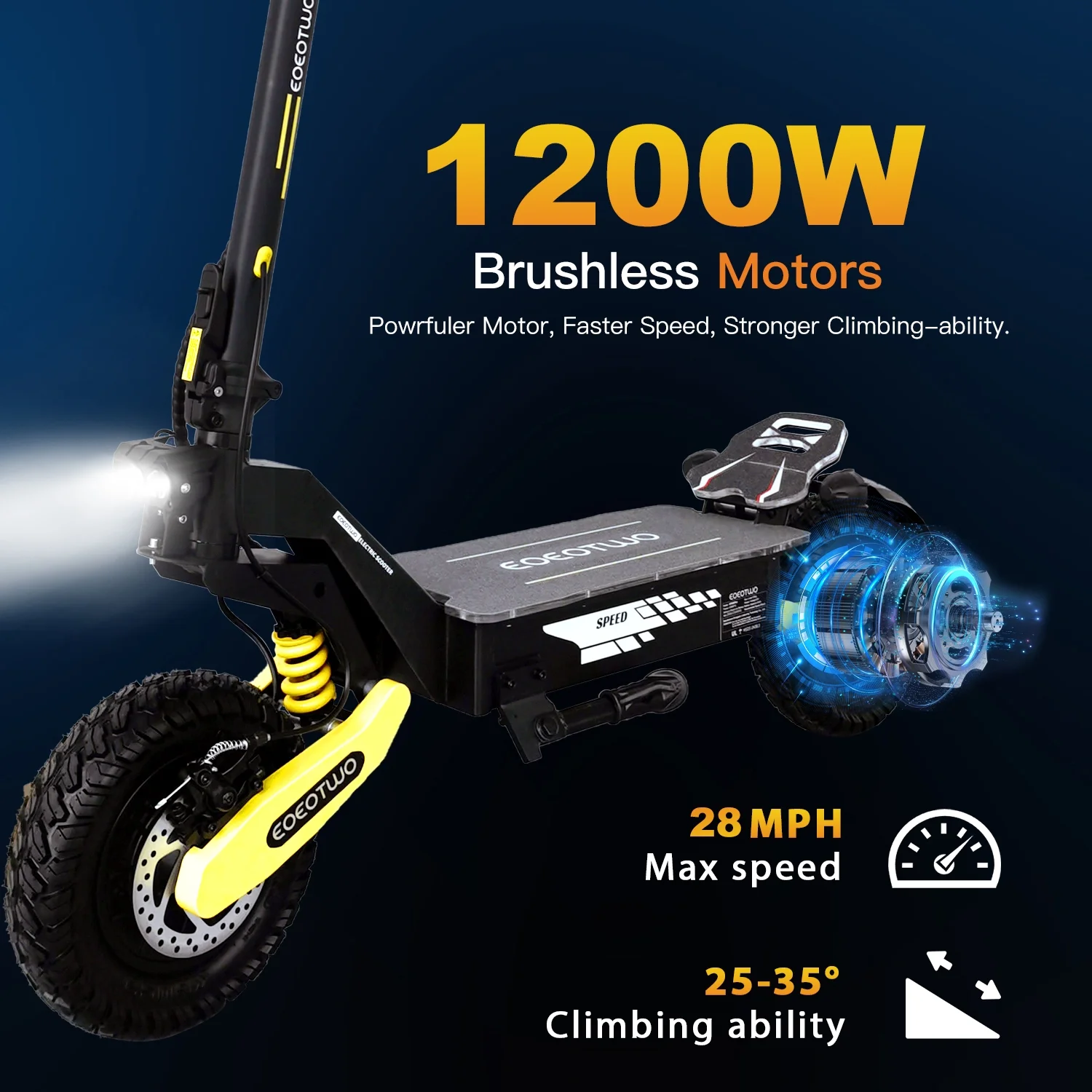 Off Road Electric Scooter for Adults, 1200W Motor Fast E Scooter, Up to 28MPH Top Speed & 20Miles Long Range, 11" Off-Road Tires, 330lbs MAX Load, Foldable - Image 31
