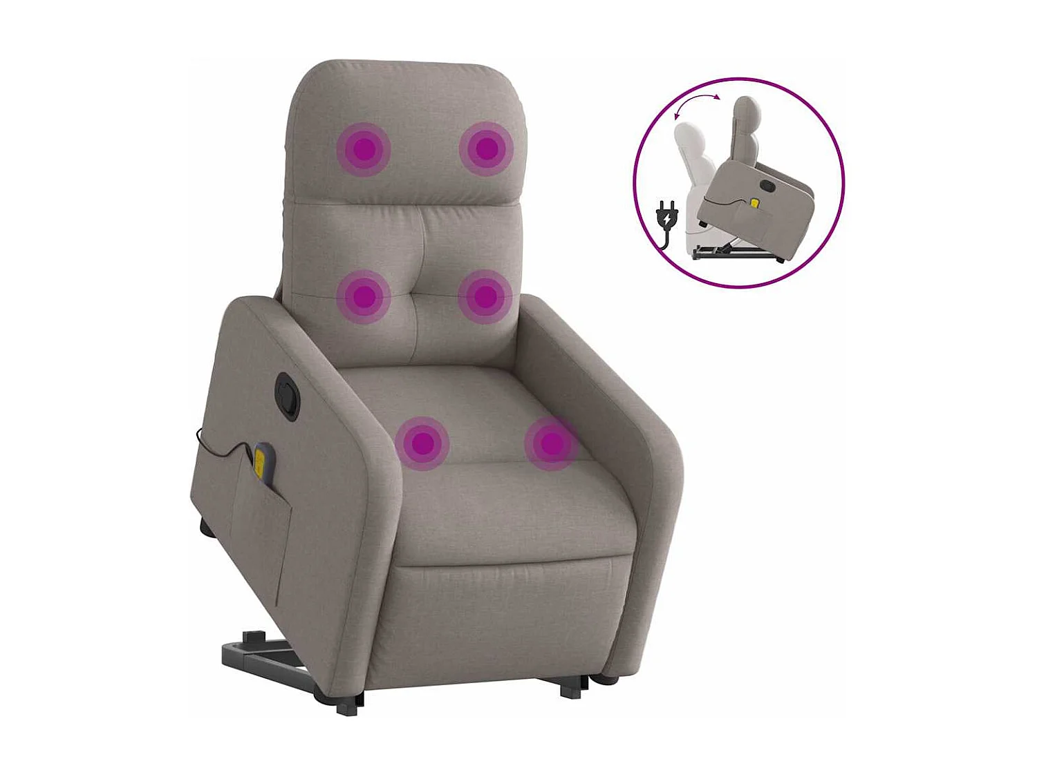 Fauteuil inclinable-Chaise de relax-Fauteuil de Massage Taupe Tissu SHL4507