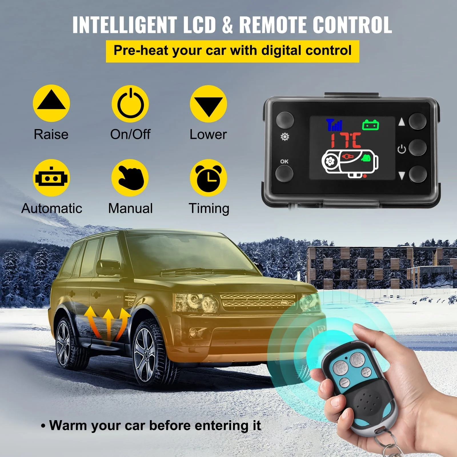 VEVORbrand 5KW Diesel Air Heater 10L Tank Diesel Heater 12V Diesel Parking Heater Muffler with LCD Thermostat and Remote Control for RV Bus Trailer Motor-home and Boats - Image 5