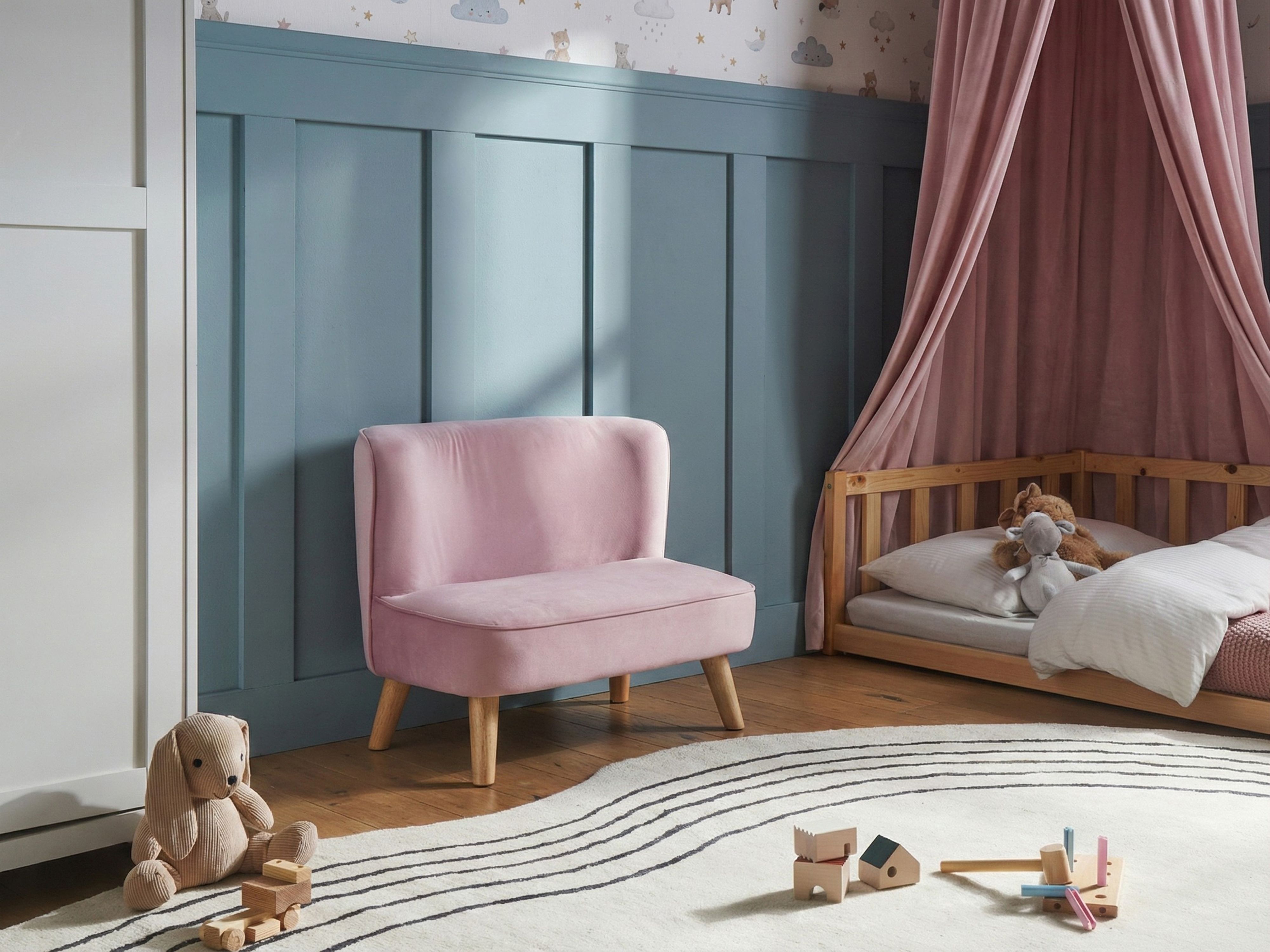 Kids Sofa RISBY Velvet Pink