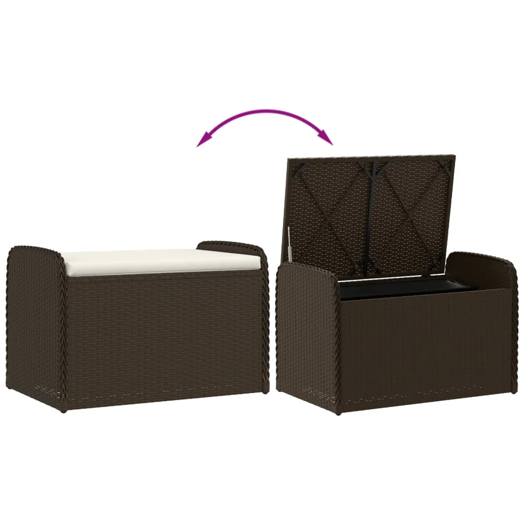 vidaXL Storage Bench with Cushion Outdoor Garden Seat Furniture Poly Rattan - Image 29