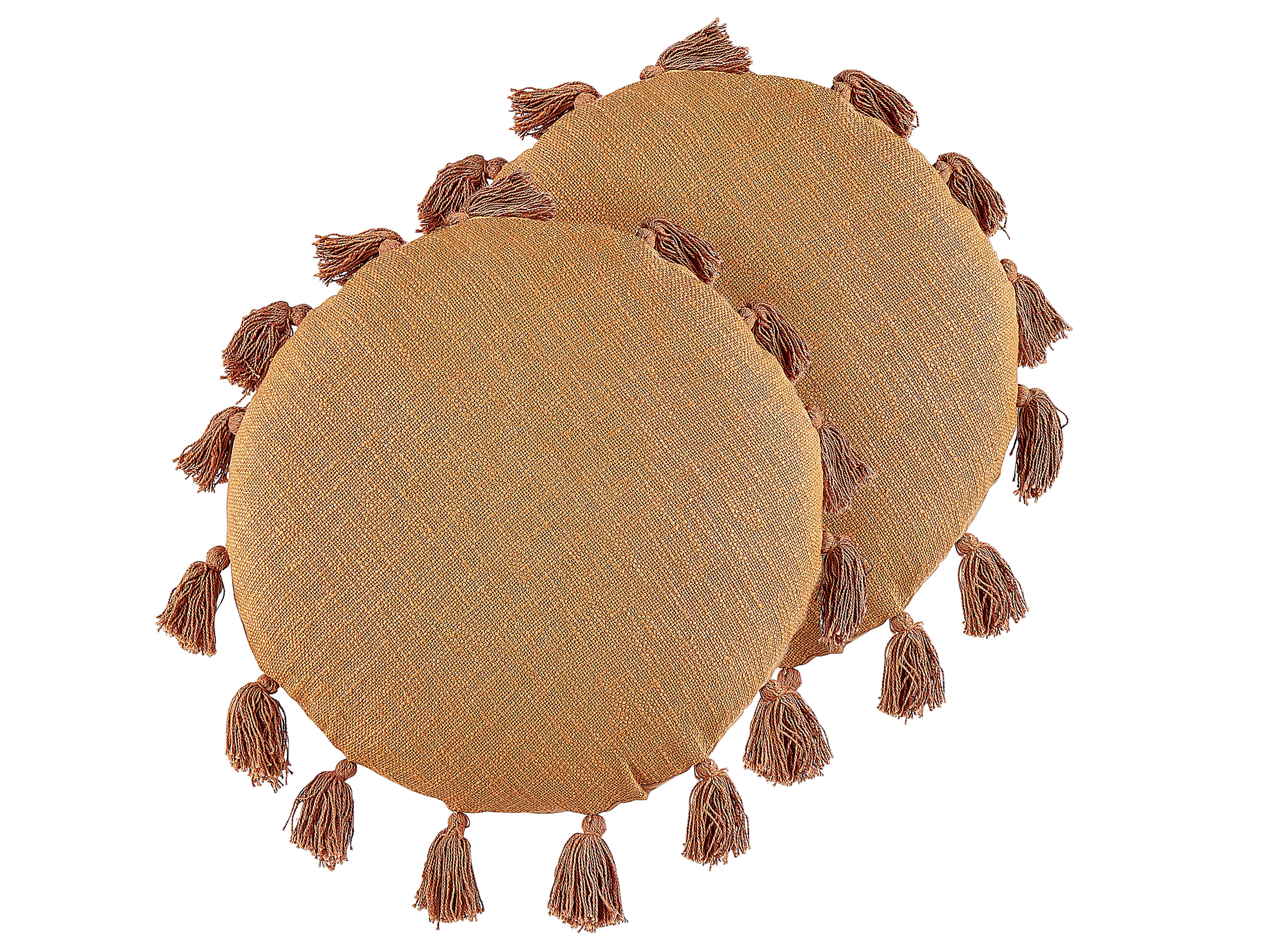 Set of 2 Decorative Cushions MADIA Cotton 45 x 45 cm Orange Solid