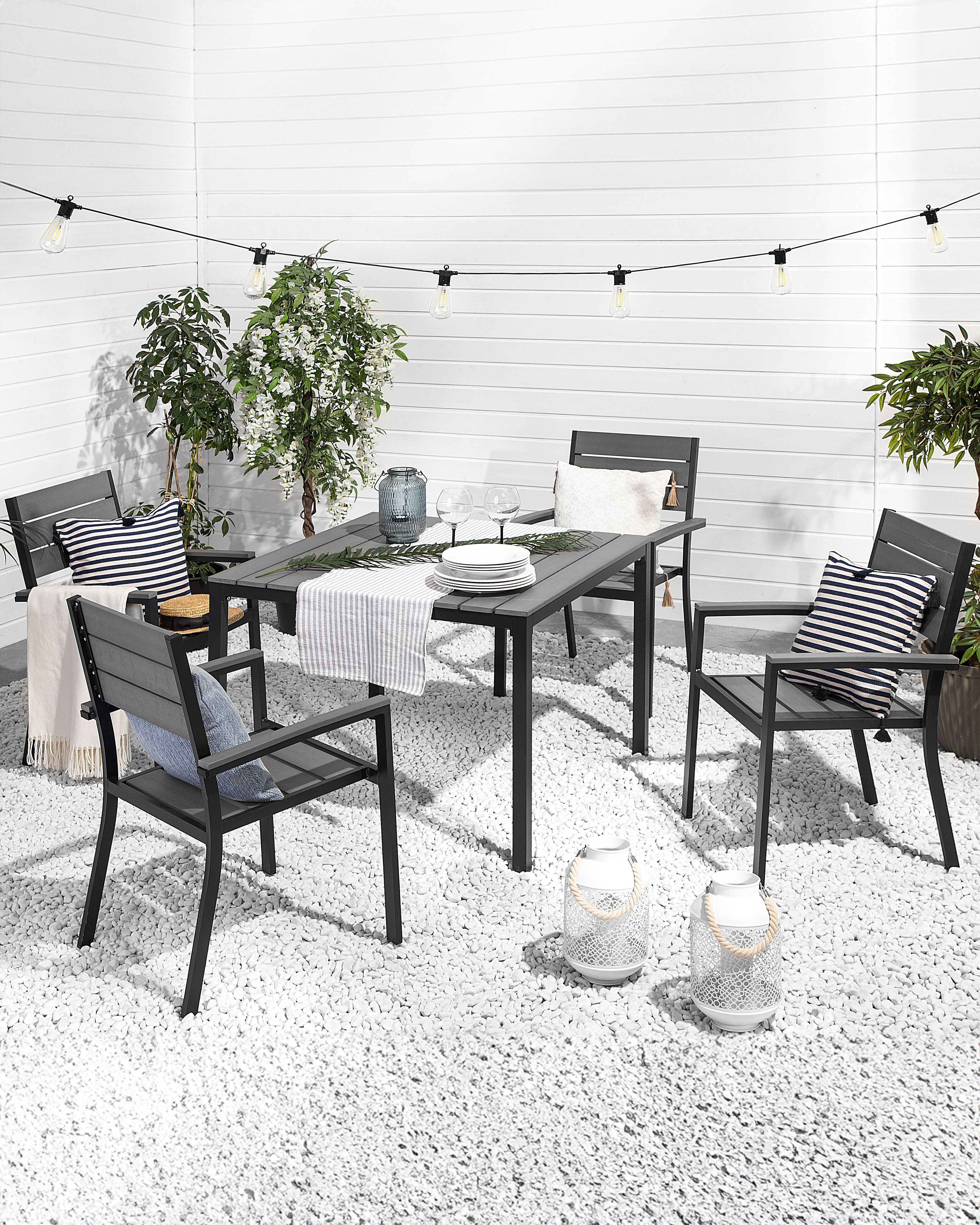 Set of 4 Garden Chairs PRATO Grey