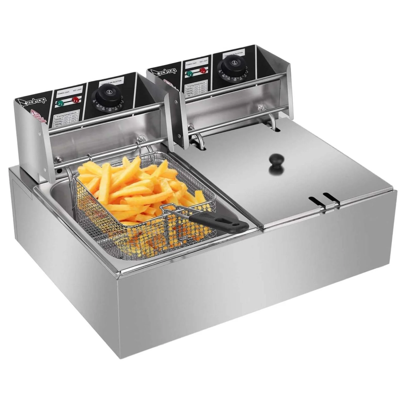 5000W 12 Liter Electric Countertop Deep Fryer Dual