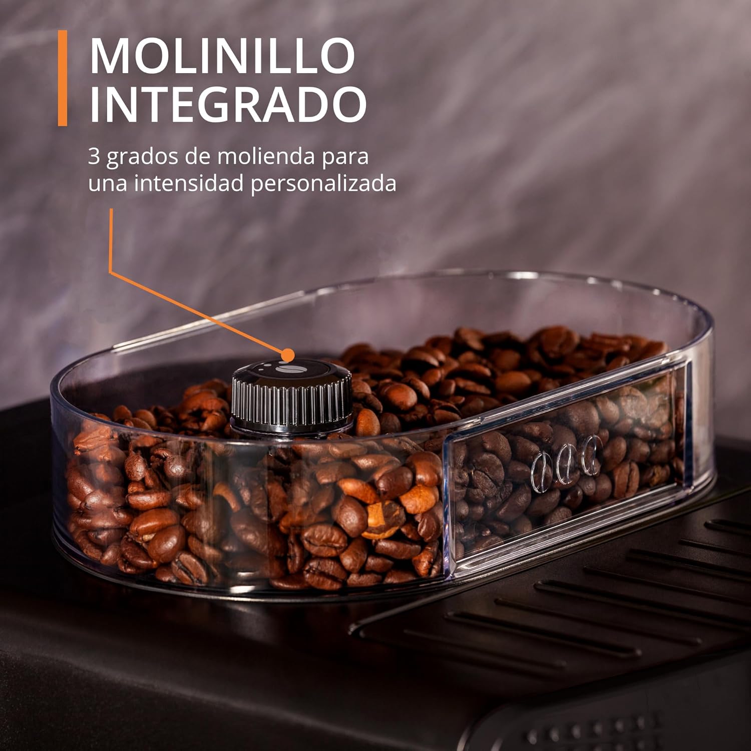 Roma - Cafetera superautomática 15 bares de presión, 3 niveles intensidad café, cantidad ajustable 20 a 220ml, limpieza y descalcificación automático, molinillo integrado EA8105
