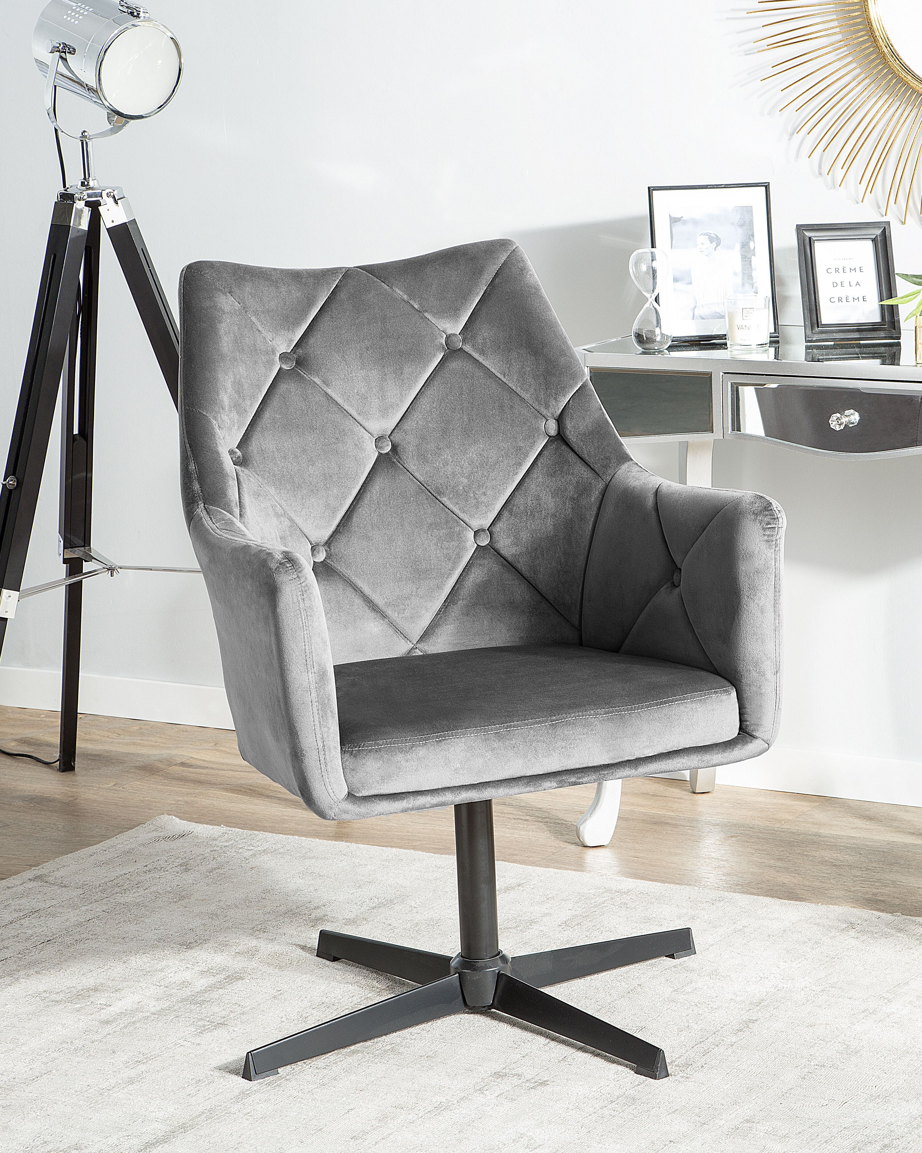 Swivel Armchair VAKSALA Velvet Dark Grey