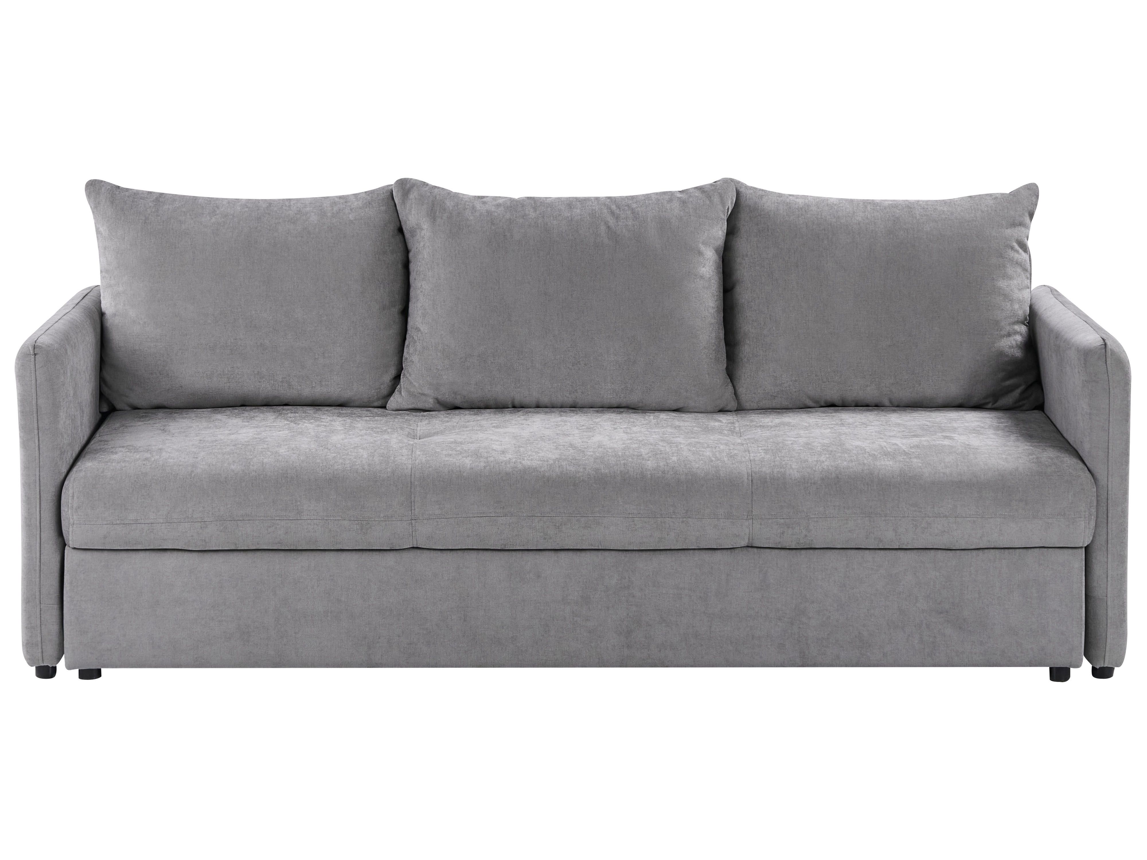 Sofa Bed 3 Seater HOLSEN Chenille Grey with Storage