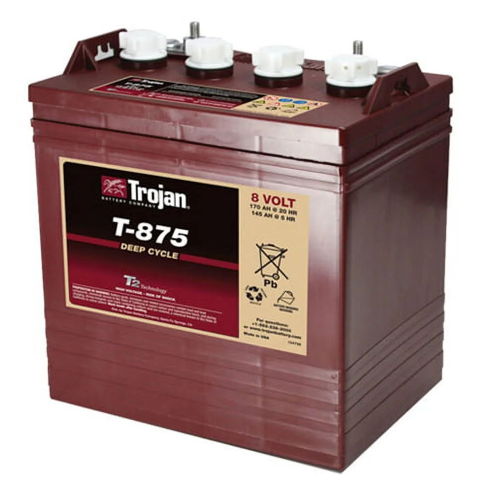 Alternative view of Trojan T-875 8V 170Ah Flooded Lead Acid GC2 Deep Cycle Battery x6