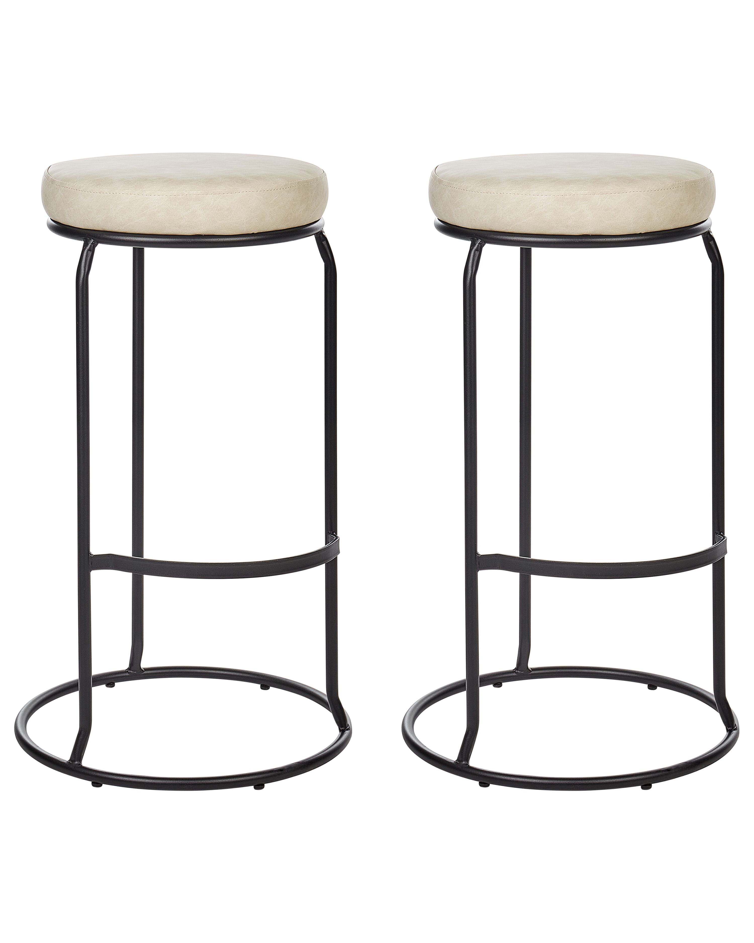 Set of 2 Bar Stools MILROY Faux Leather Light Beige