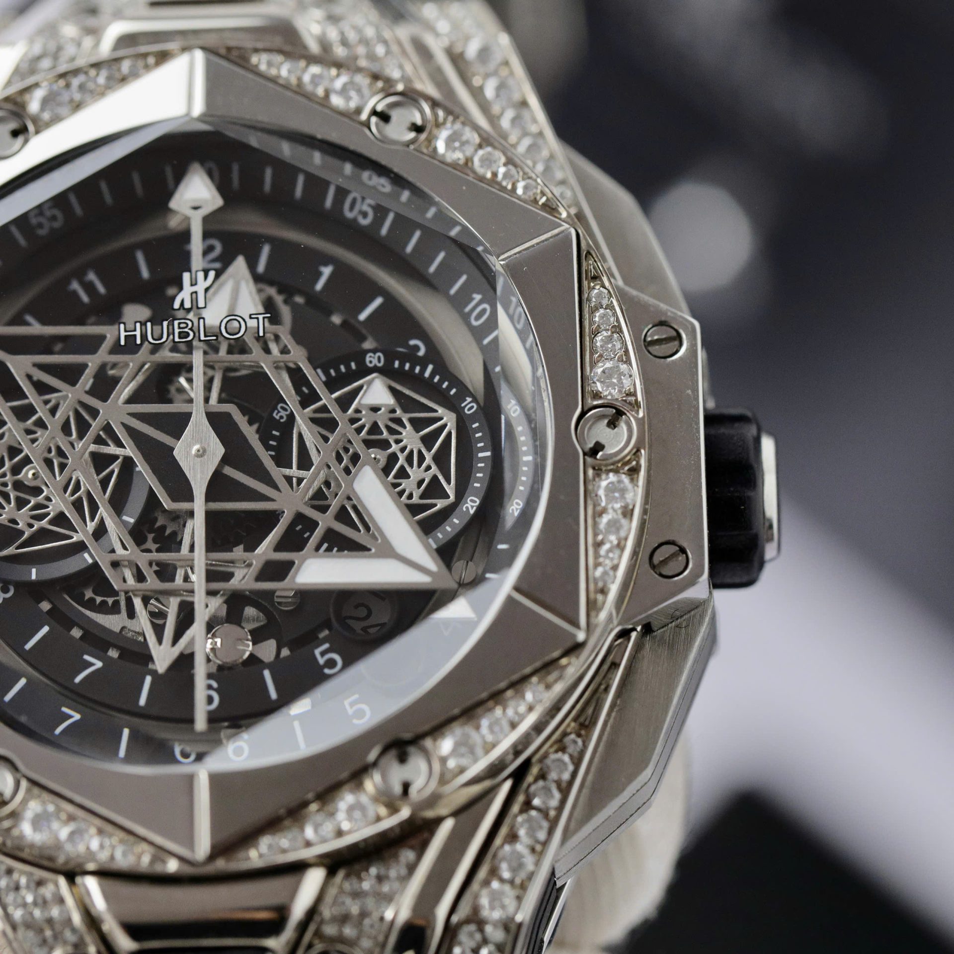 Hublot Big Bang Sang Bleu II Replica Watch Custom Moissanite Diamonds 44mm - Top club