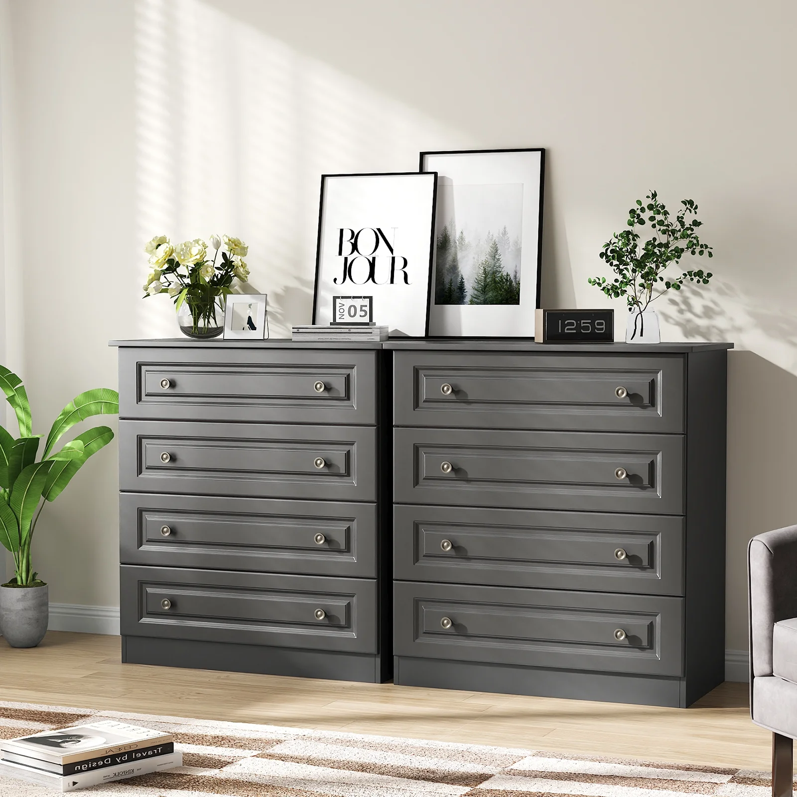 IDEALSOUL Dresser, Black Dresser Tall dresser with Large Storage Space, 4 Drawer Dresser for Bedroom, Hallway, Entryway - Image 9