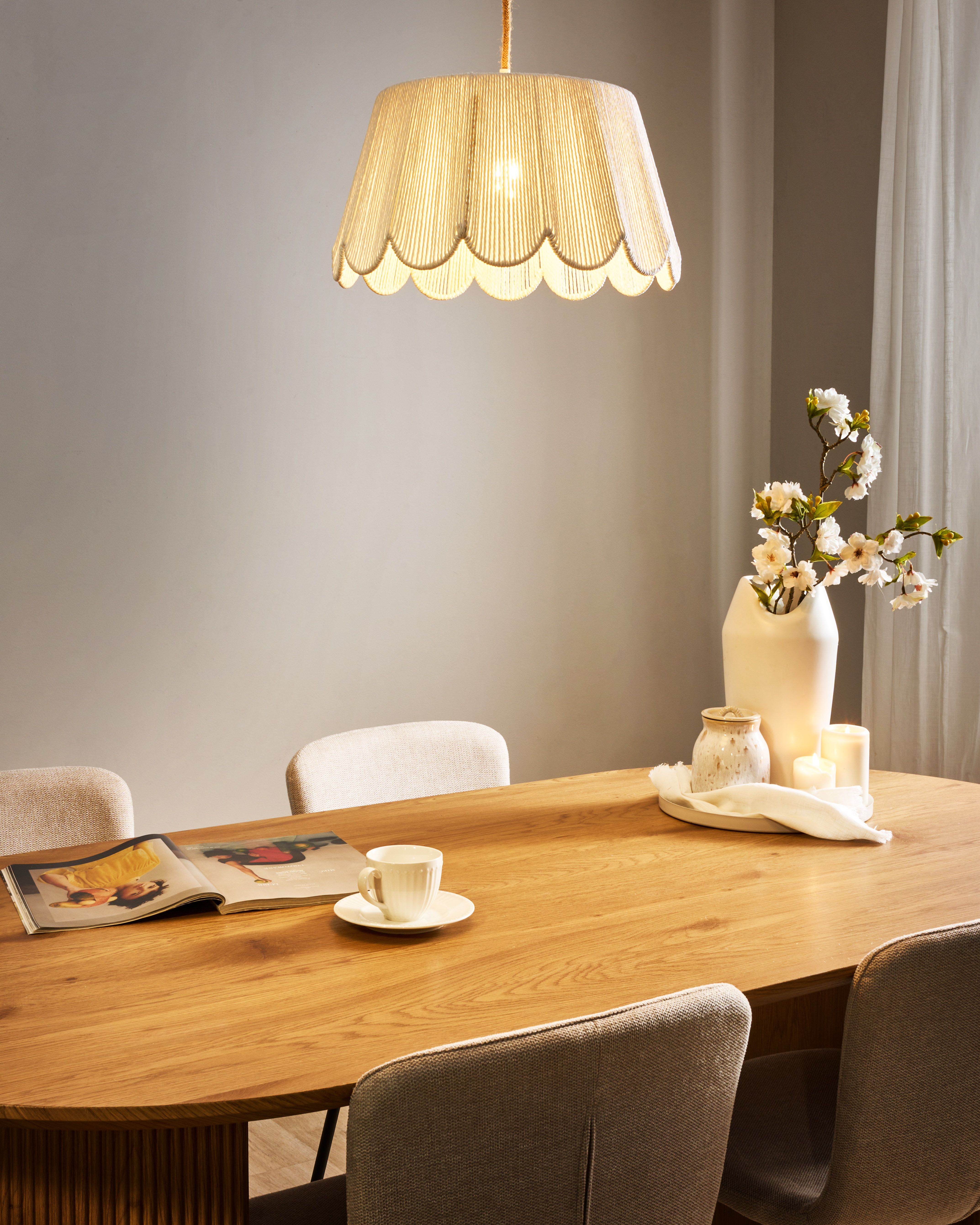 Pendant Lamp SEBAKWE Paper Rope Light Beige