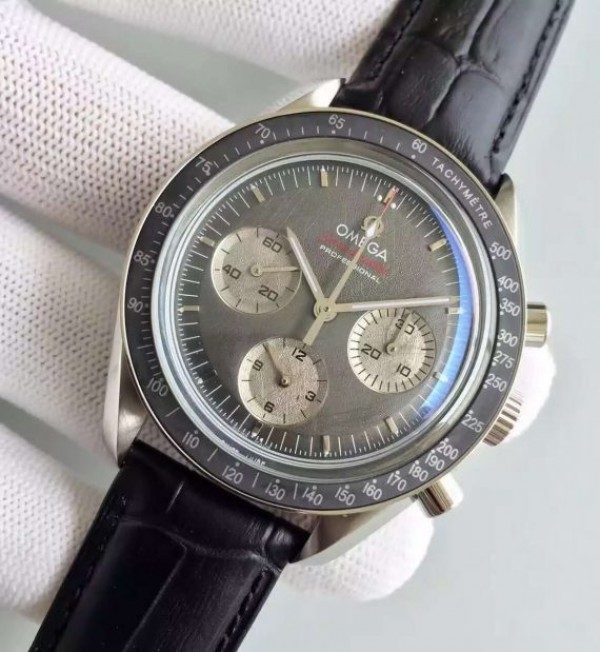 Replica Omega Speedmaster Apollo 17 40th anniversary Gray Dial Leather Strap Manual Winding - Elite Watch Atelier