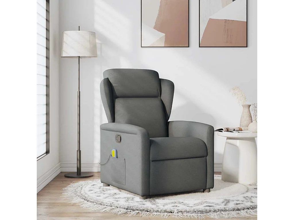 Fauteuil inclinable-Chaise de relax-Fauteuil de Massage Gris foncé Tissu SHL2246