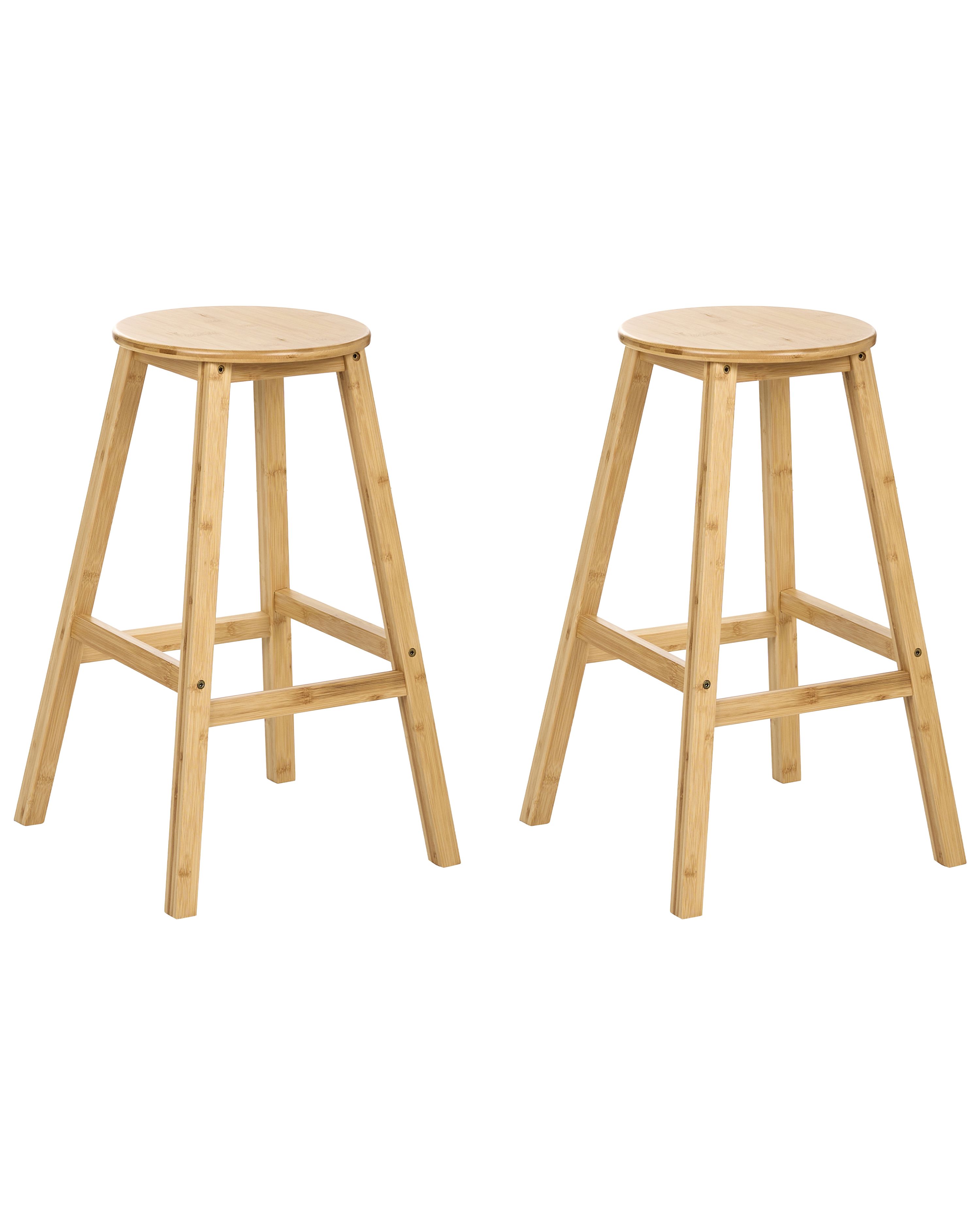 Set of 2 Bar Stools ANCELLE Bamboo Light Brown