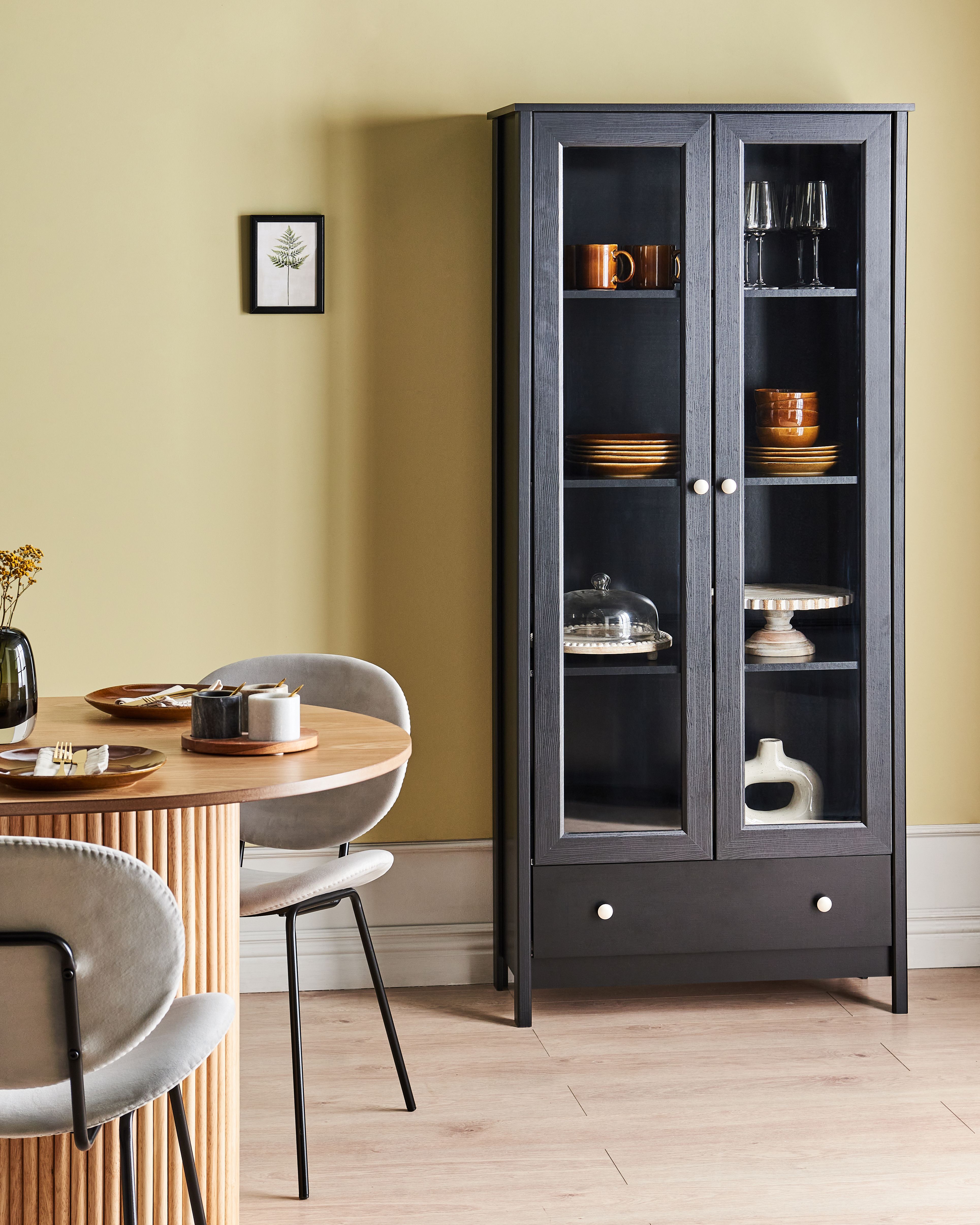 Glass Display Cabinet NORNALUP 80 cm Black
