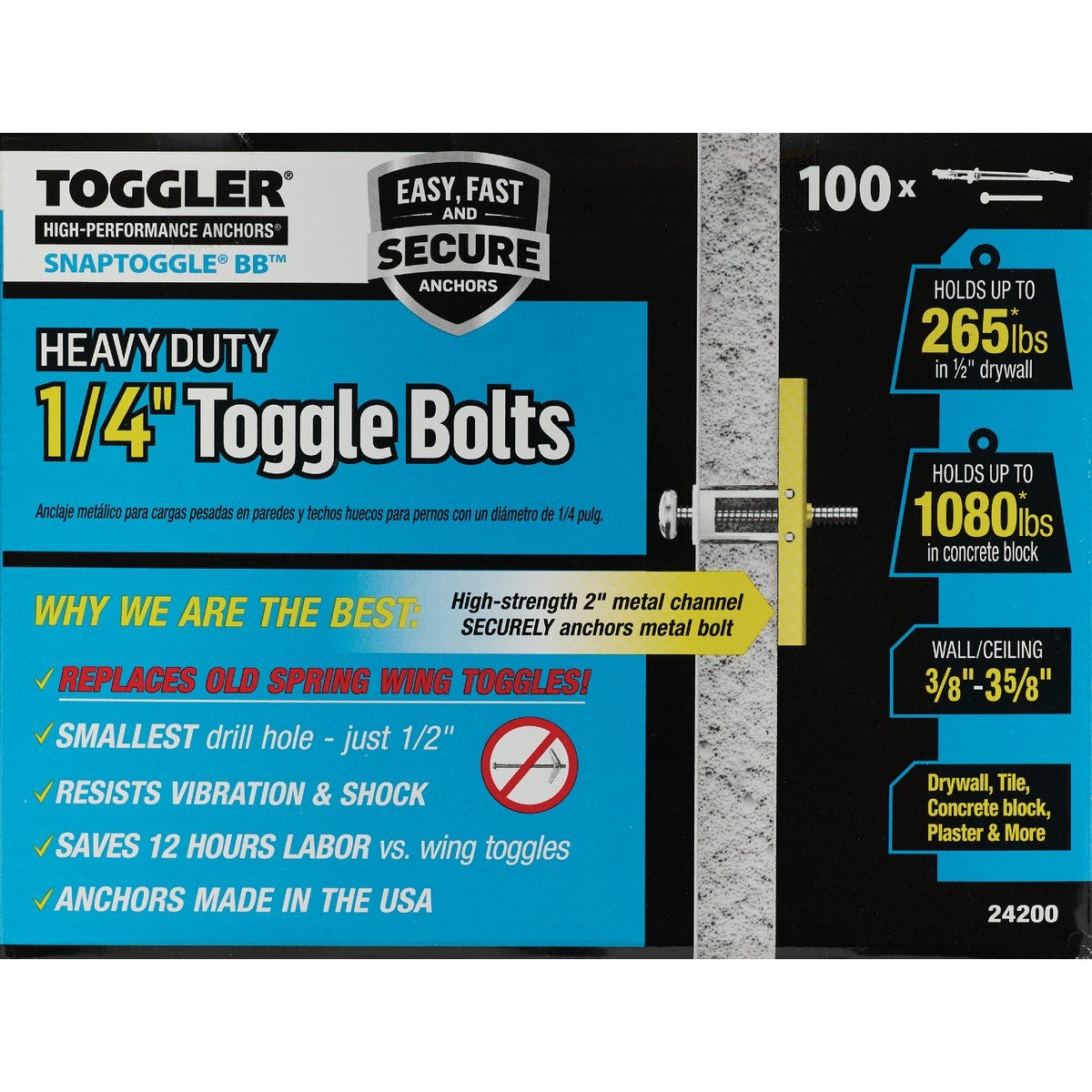 Toggler Snaptoggle 1/4-20 x 2 In. Toggle Bolt (100-Count)