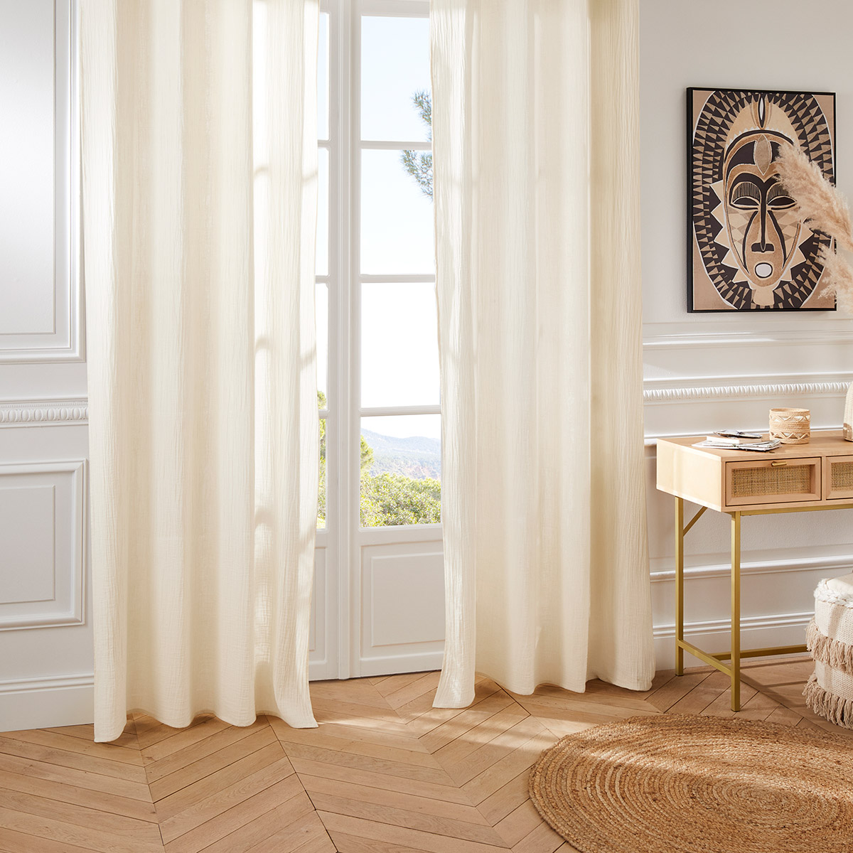 Curtain "Jamana" Cotton, ivory white, 130x260 cm