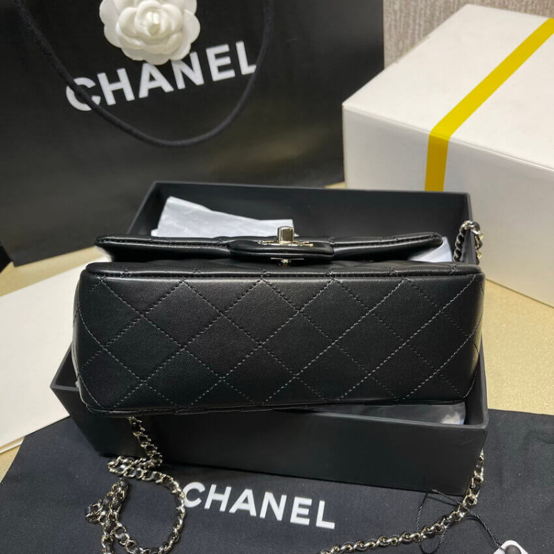 Replica Chanel Lambskin Mini Flap Bag With Top Handle Black As2431 With Charms1:1High-quality replica