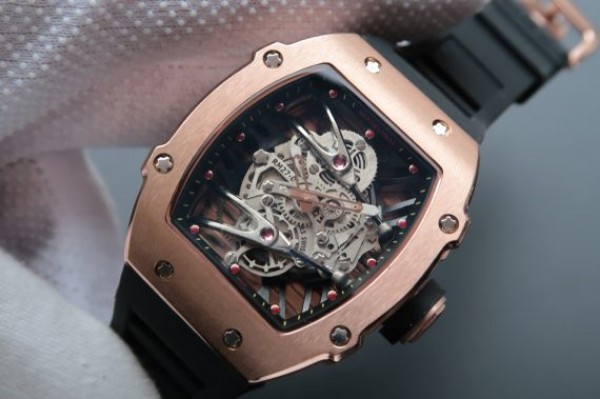 Replica Richard Mille RM027 RG Skeleton Dial Black Rubber Strap 6T51 - Elite Watch Atelier