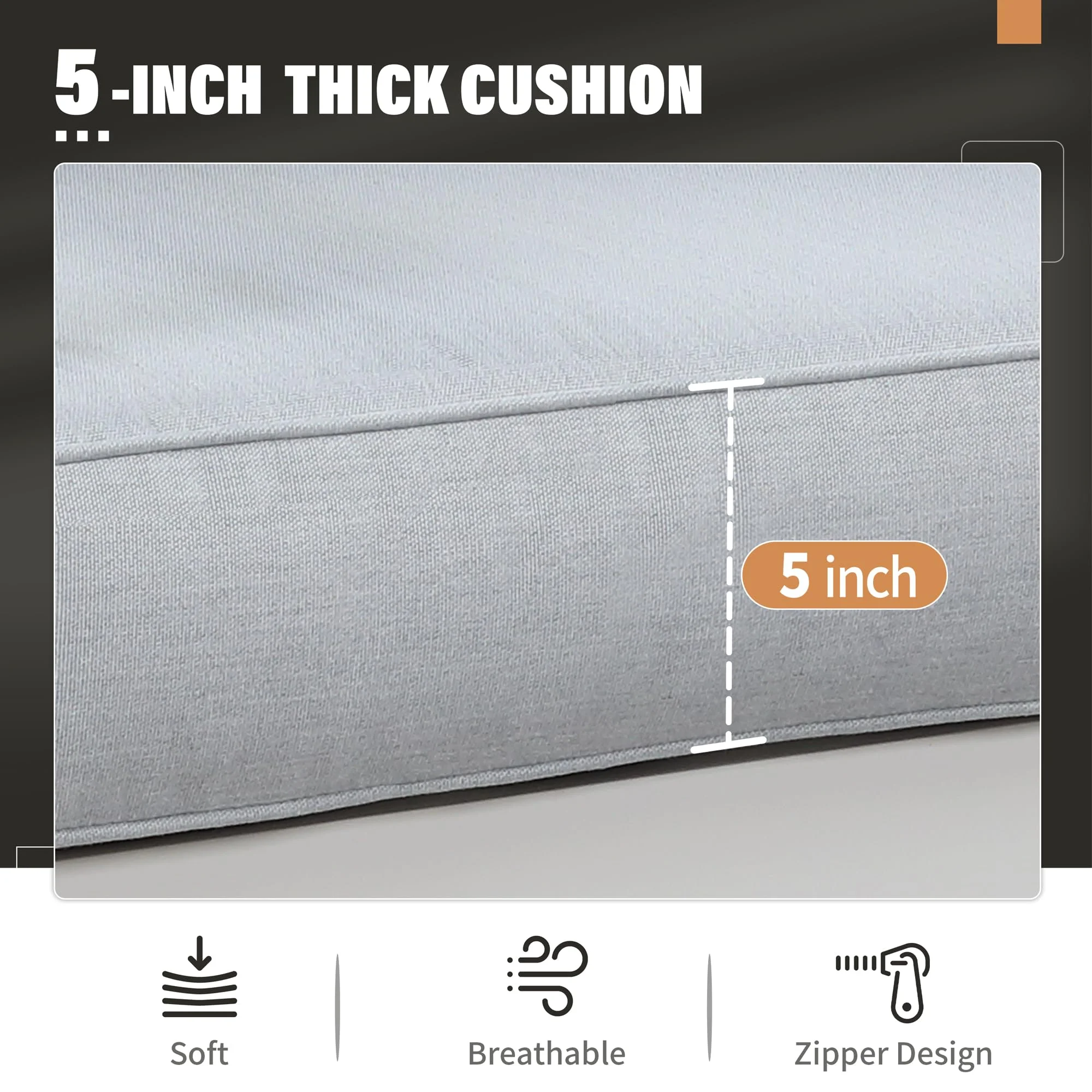 CozyHom 5 Pcs Outdoor Patio Aluminum Furniture Sofa Sets, Outside Patio Conversation Couch Sets With Table&Cushions for Garden Porch, Gray - Image 36