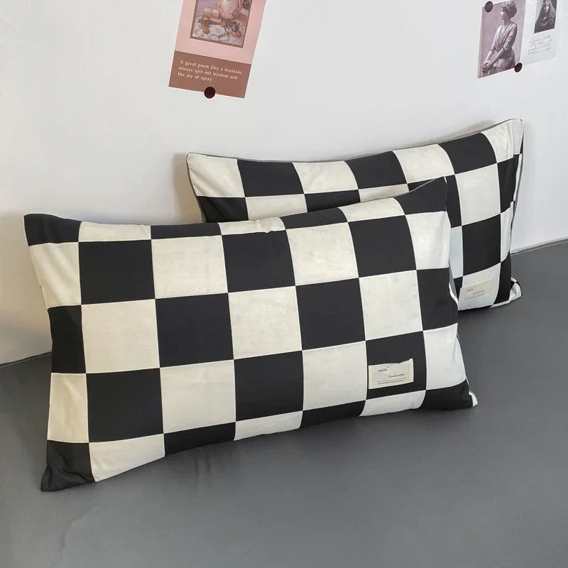 MonoGrid - Modern Geruite Bedset