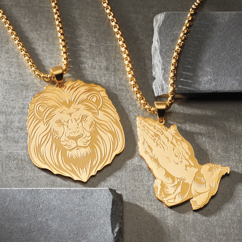 Men's Goldtone Stainless Steel Theme Pendant - MIDNIGHT VELVET CATALOG