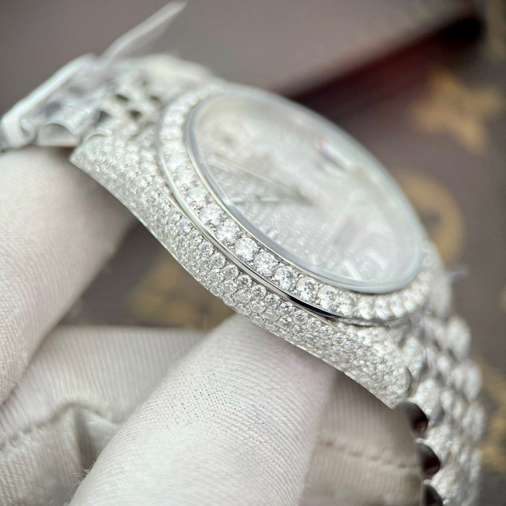 Rolex Replica Watch DateJust Custom Full Diamonds Moissanite 41mm - Top club