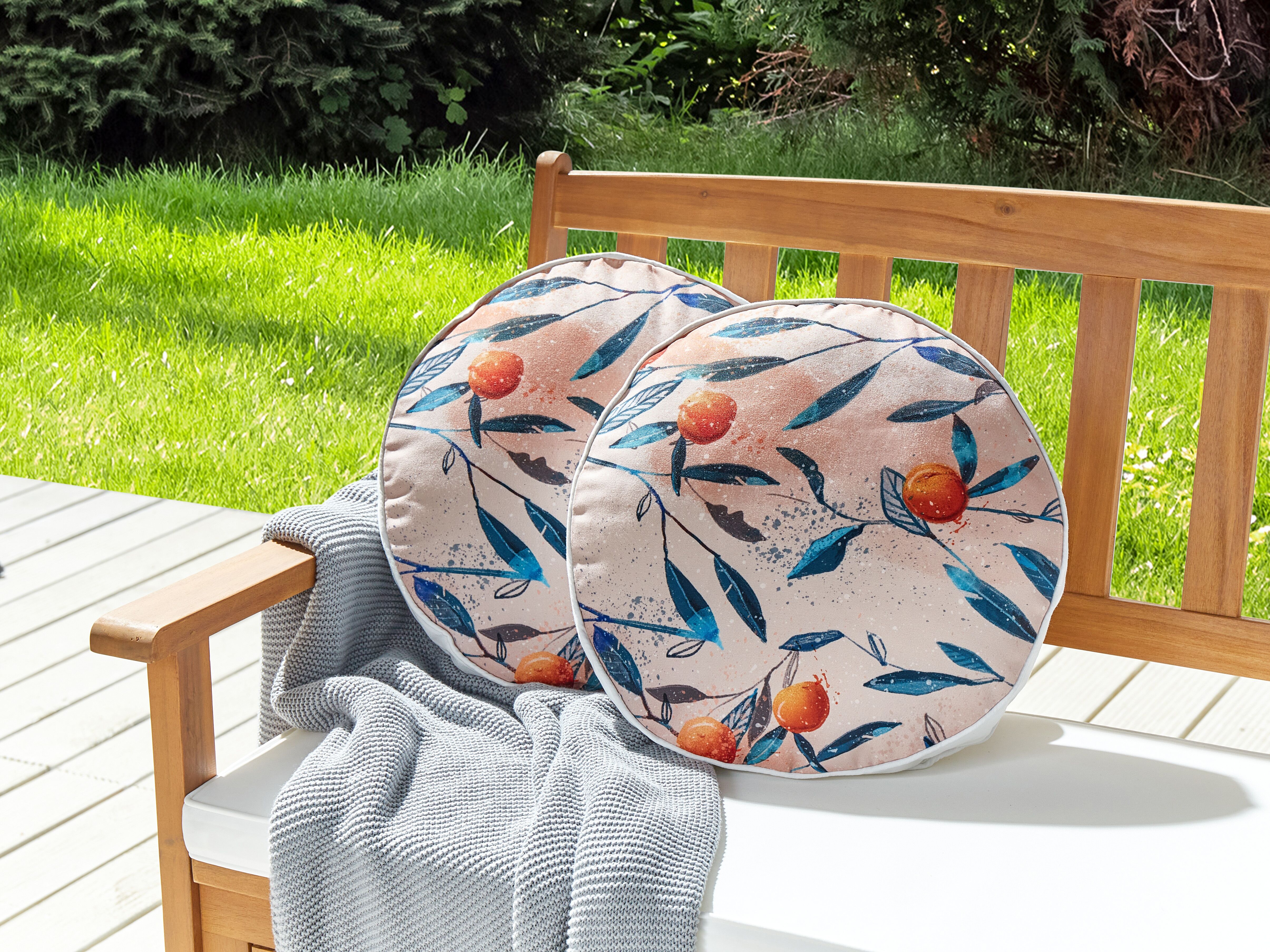 Set of 2 Outdoor Cushions PIALPETTA Plant Pattern 40 x 40 cm Orange