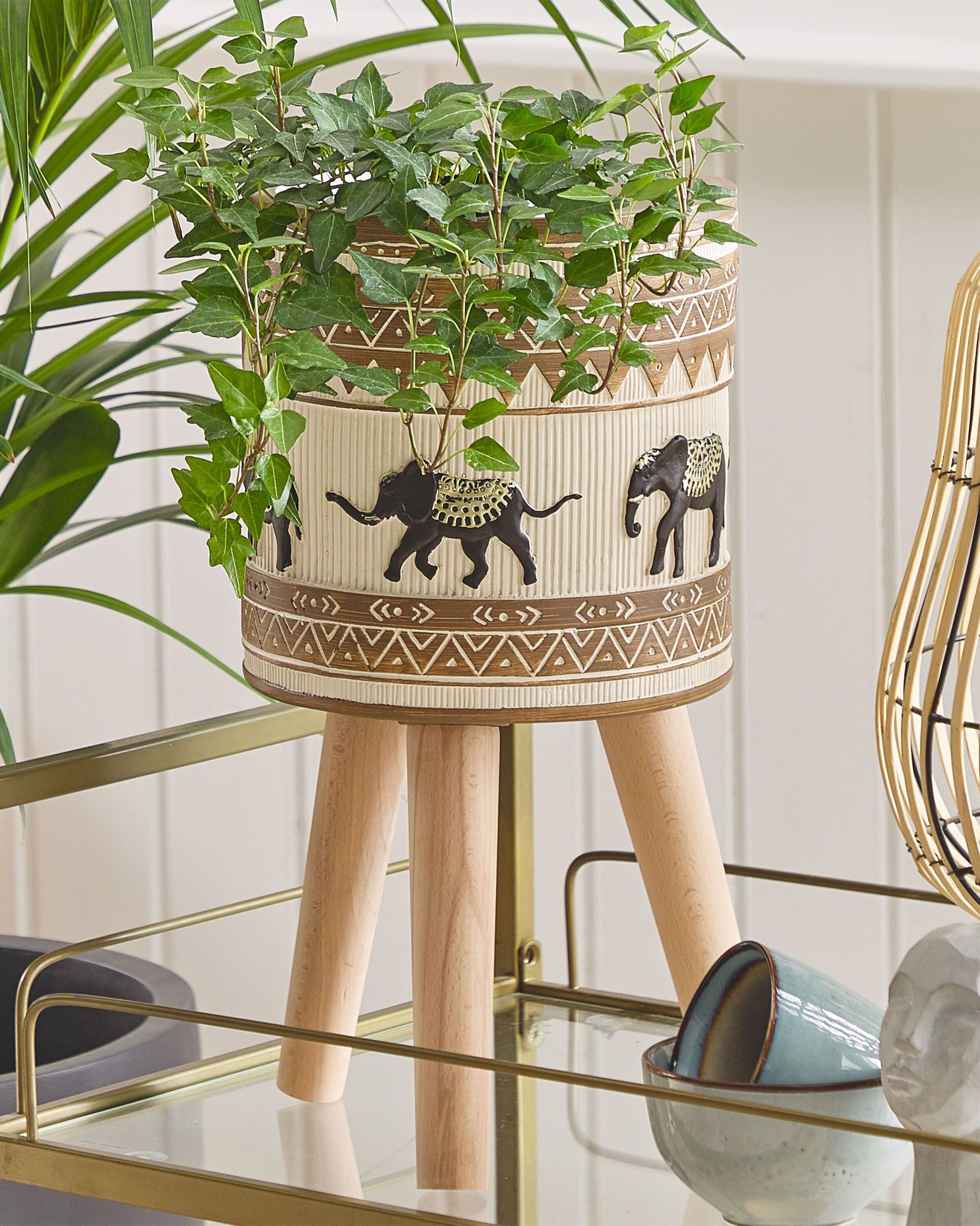 Elevated Plant Pot KOTTES 22 cm Light Brown