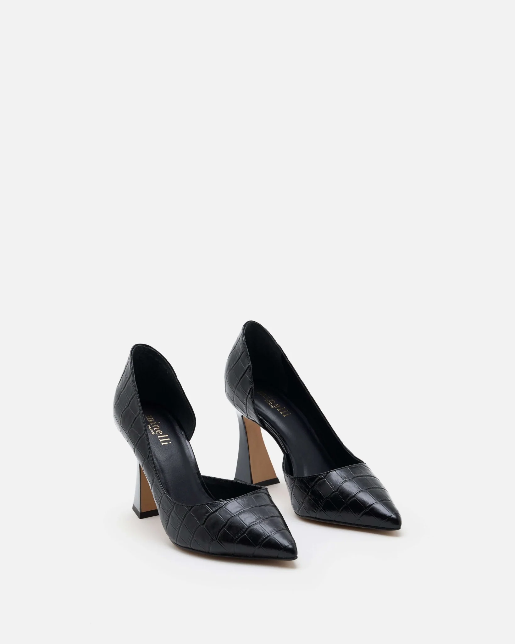 ESCARPINS JASMY/CROCO - En cuir croco à talons noir