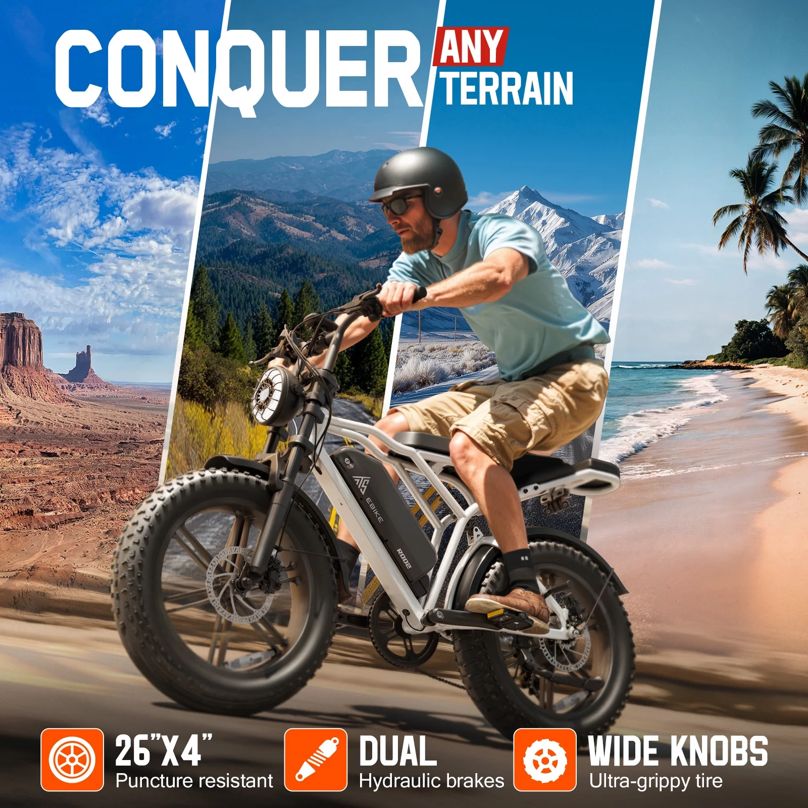 Electric Bike for Adults, 750W Peak 1500W Motor, 20"x4" Fat Tire E Bicycle, Hydraulic Disc Brakes, E Mountain Bike, 48V/15AH UL2849, App Control - Image 10