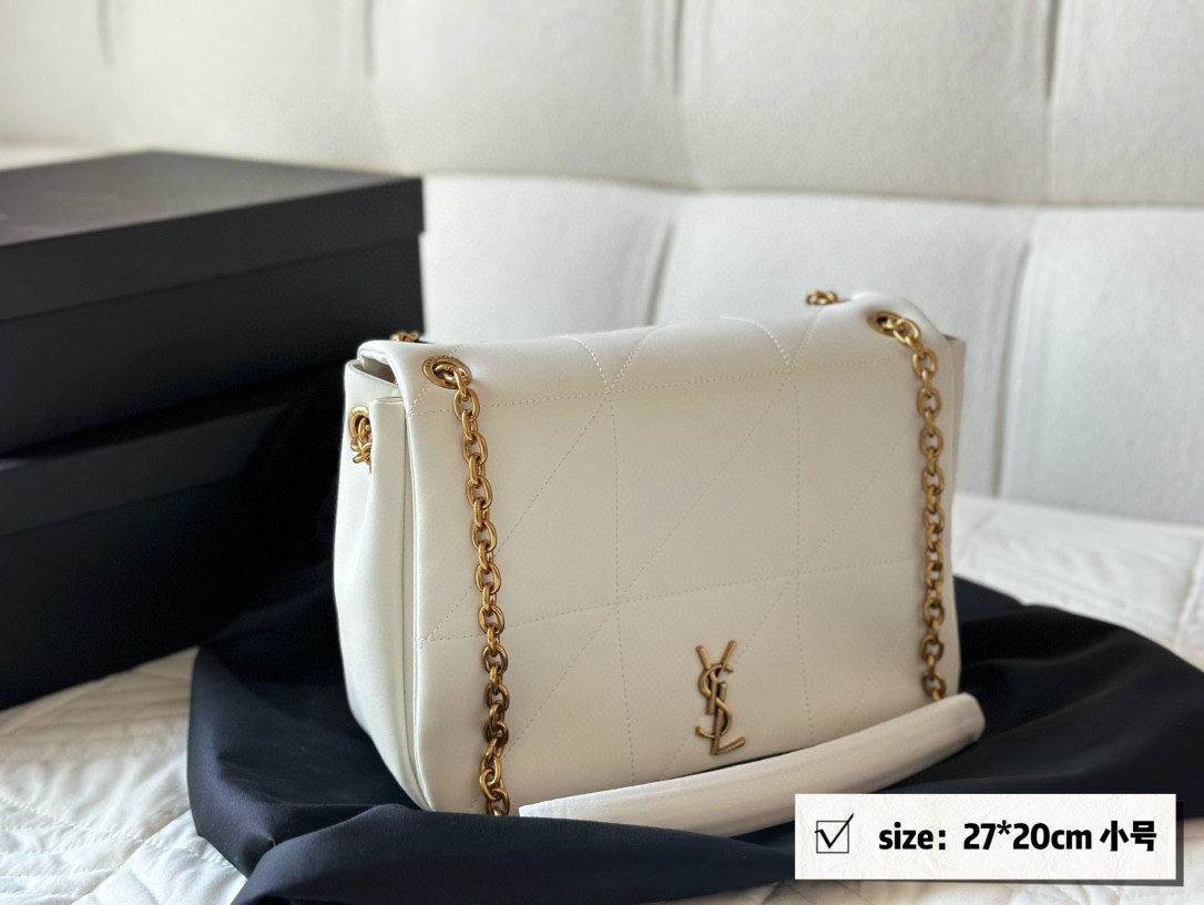 YSL White Soft Leather Chain Shoulder Bag1:1High-quality replica