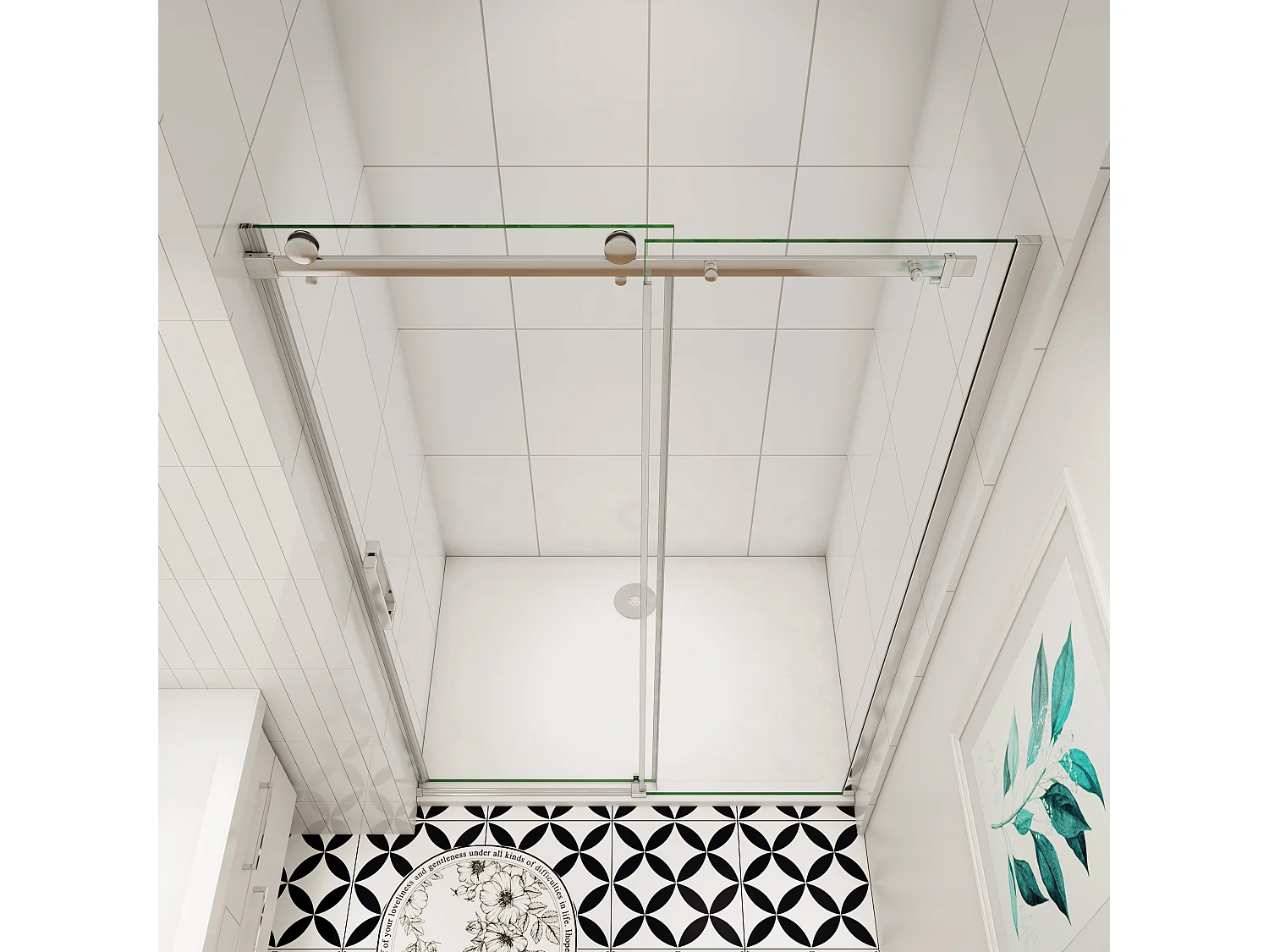 Aica porte de douche coulissante chromé 160x195cm, 8mm verre sécurit anticalcaire, installation en niche,Paroi de douche avec porte coulissante