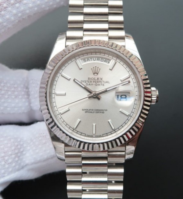 Replica Rolex Day-Date II SS Silver Dial SS Bracelet A3255 - Elite Watch Atelier