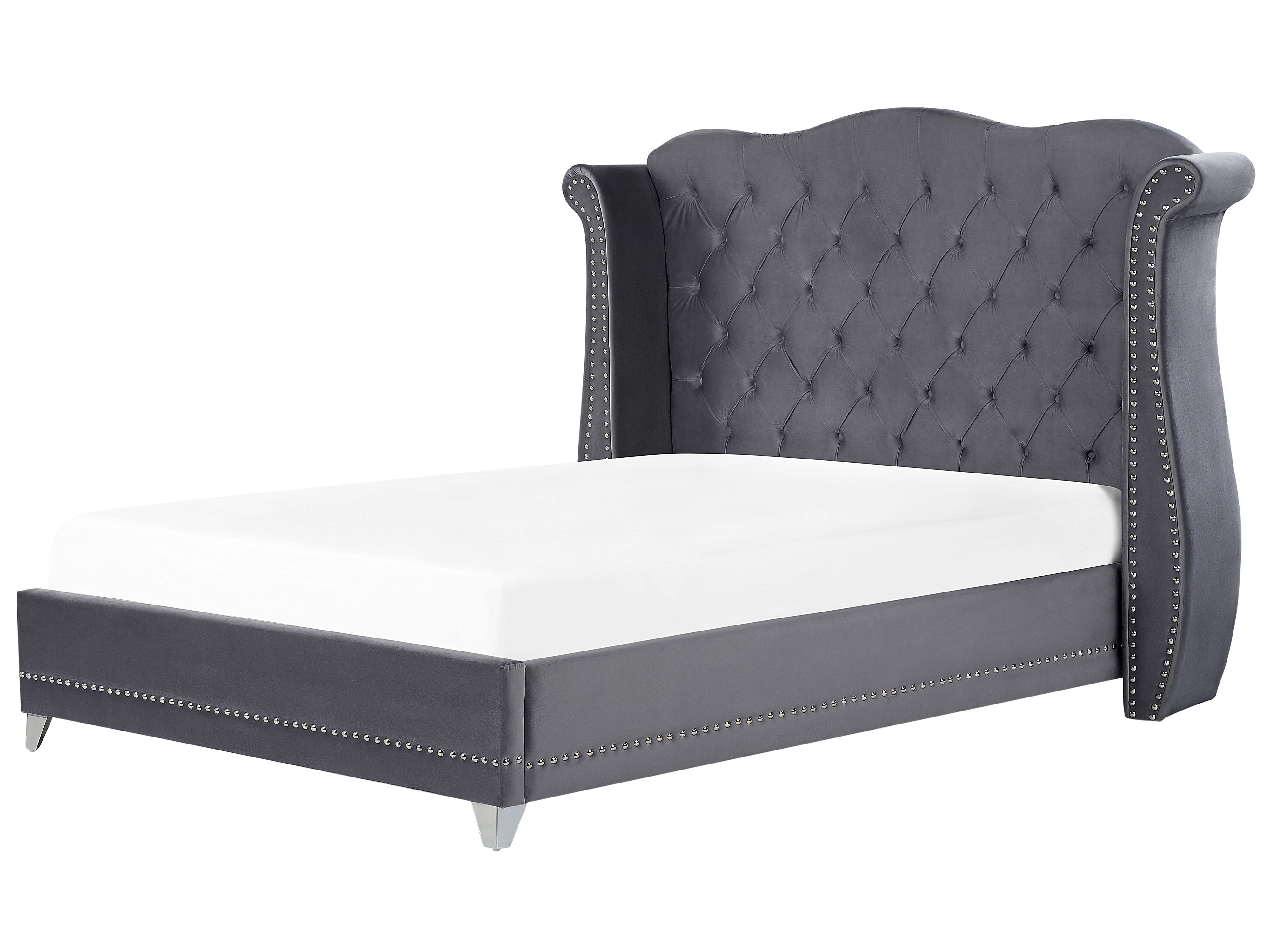 Bed Velvet AYETTE 180 x 200 cm (EU Super King) Grey